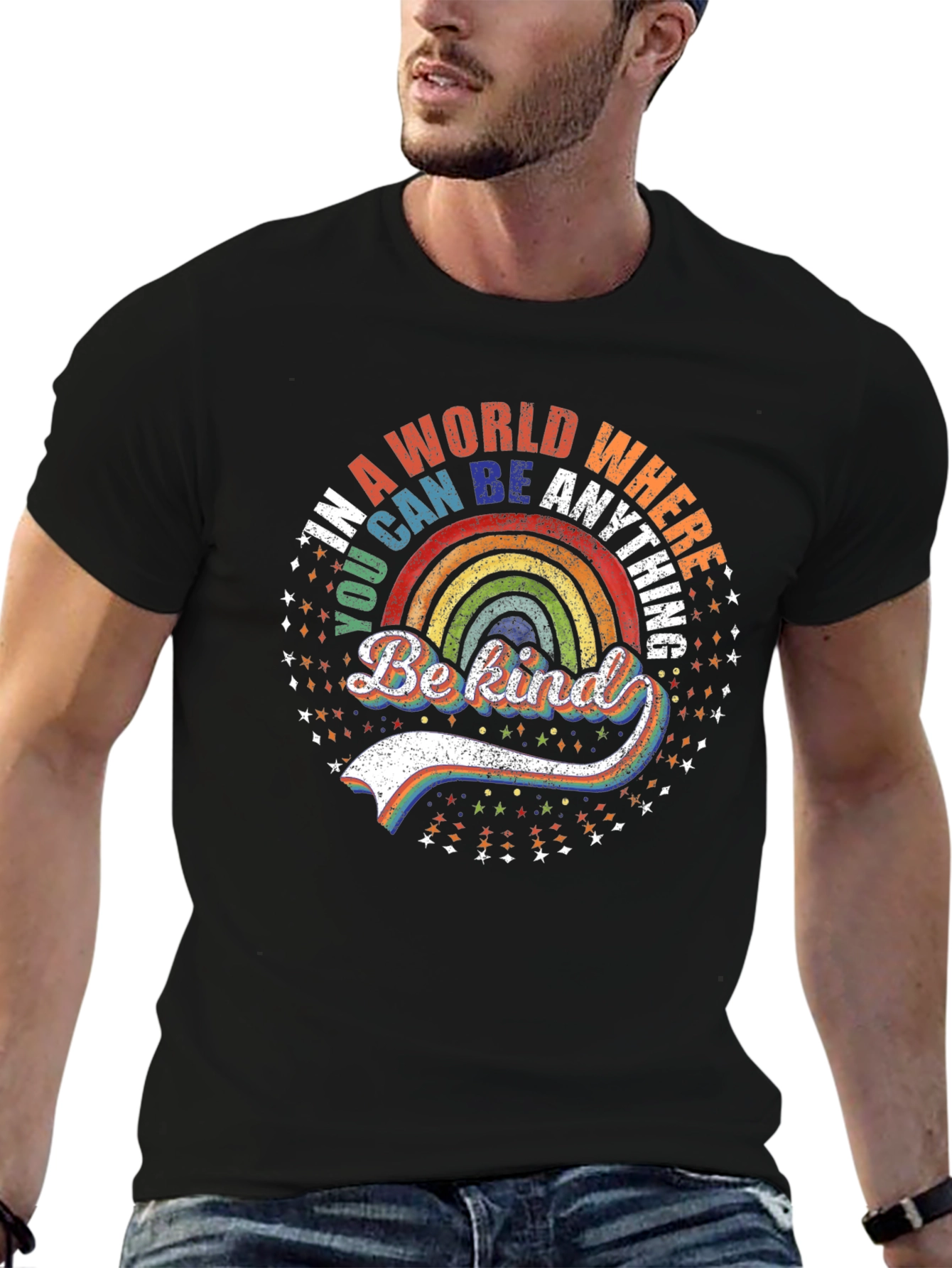 Be Kind Rainbow T-Shirt - Trendy Graphic Tee