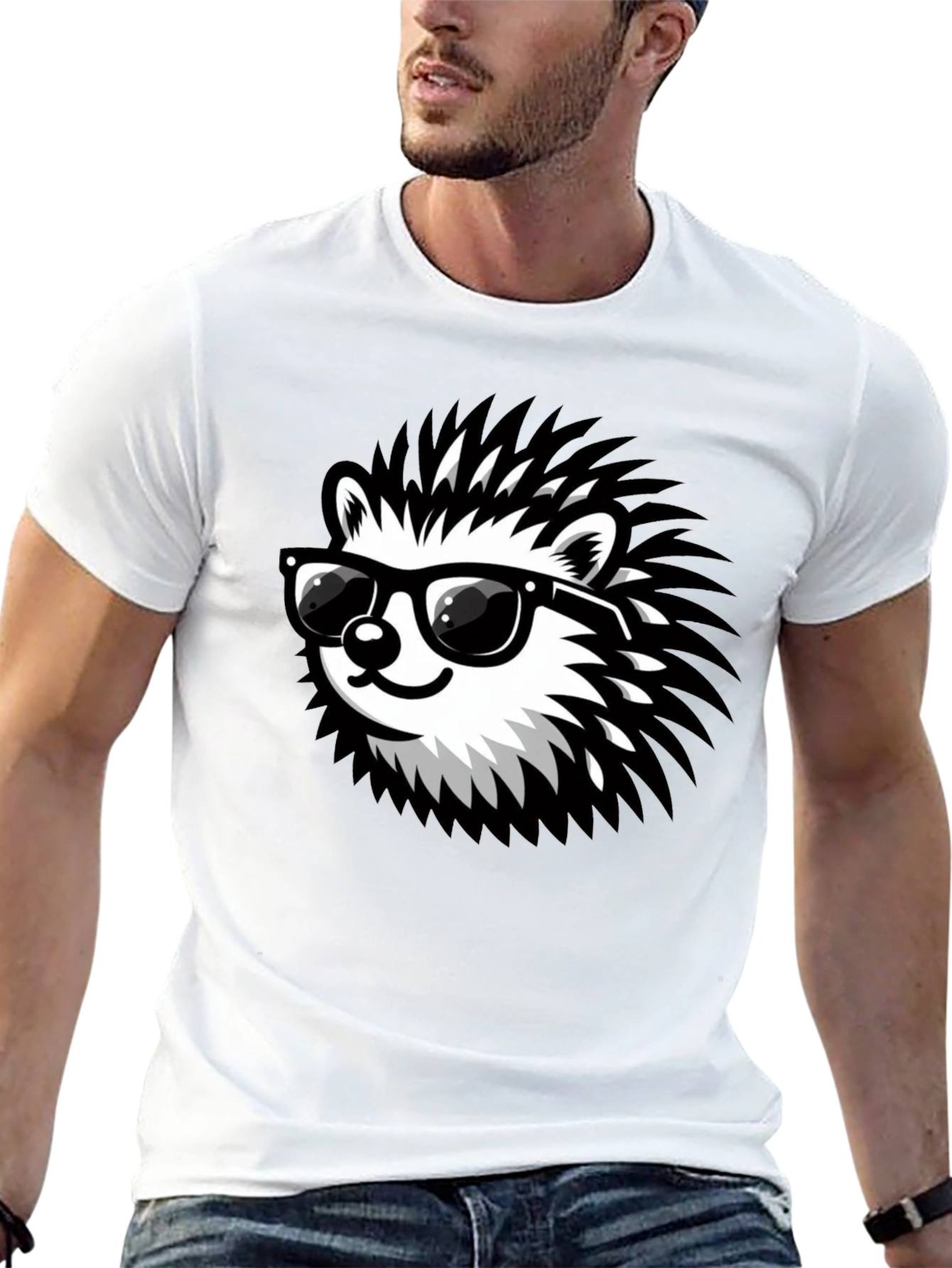 Cool Hedgehog Graphic Tee - Black