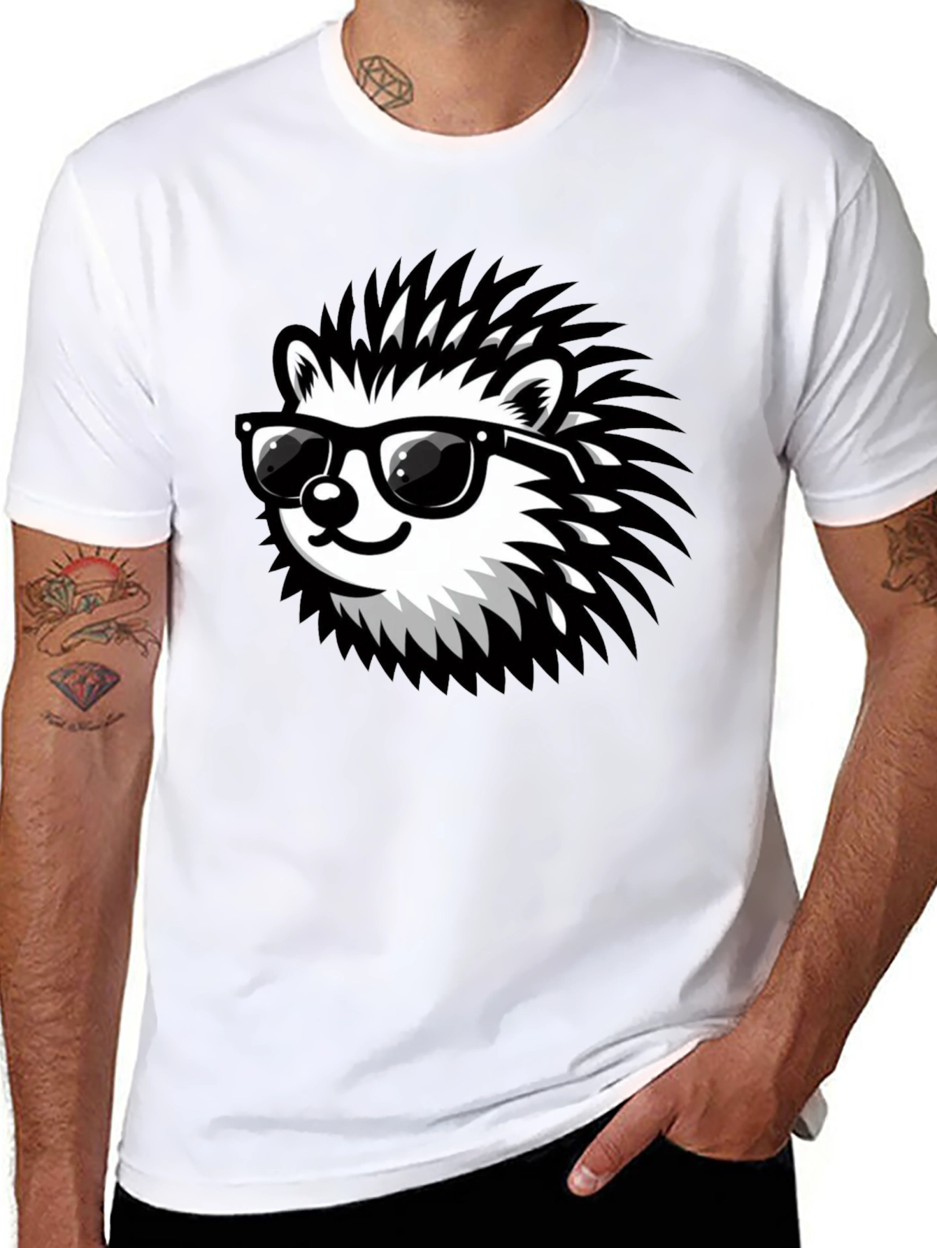 Cool Hedgehog Graphic Tee - Black