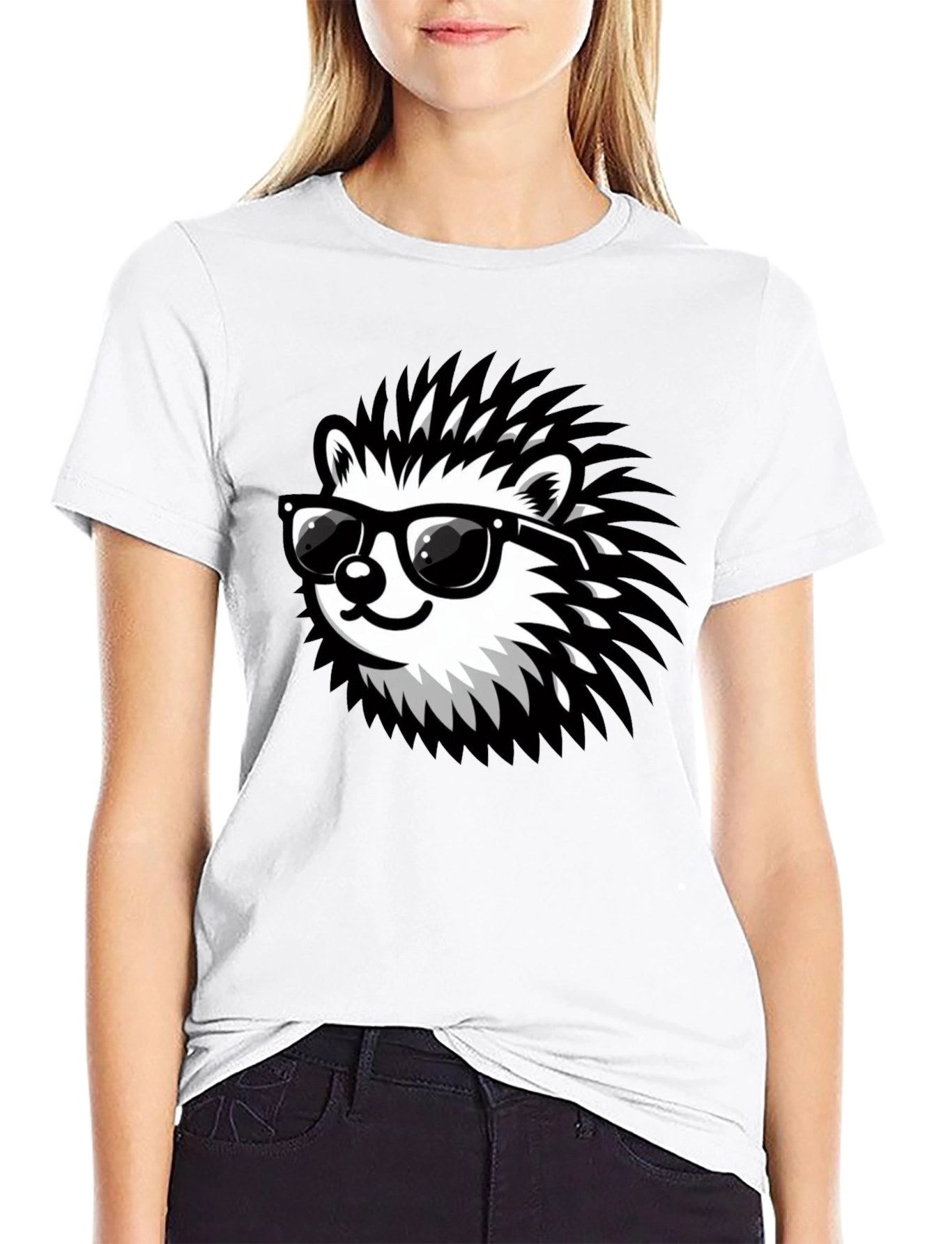 Cool Hedgehog Graphic Tee - Black