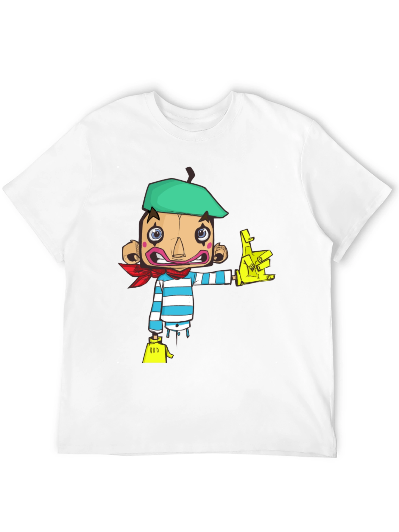 Cartoon Mime Graphic Black T-Shirt