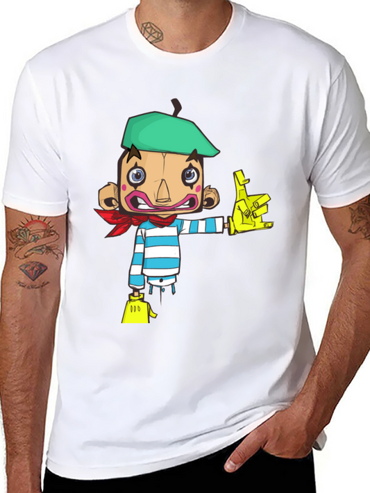 Cartoon Mime Graphic Black T-Shirt