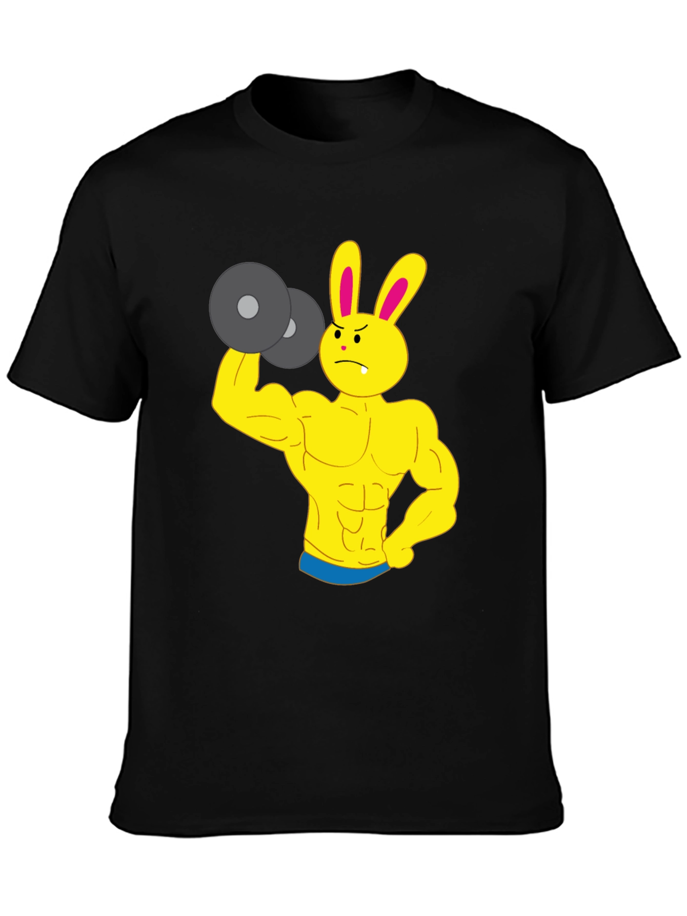 Funny Gym Bunny Black T-Shirt - Weightlifting Rabbit Design