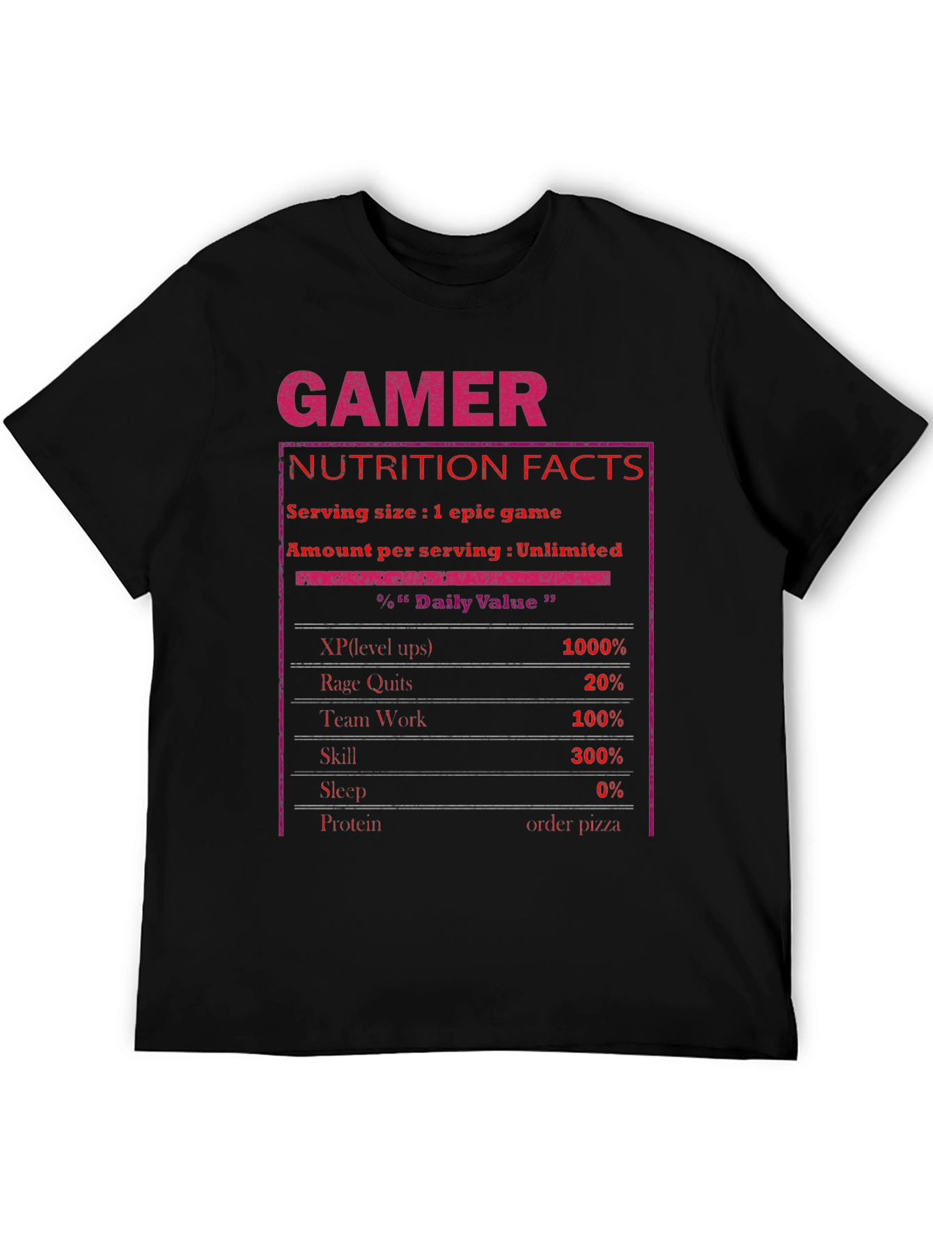 Gamer Nutrition Facts T-Shirt