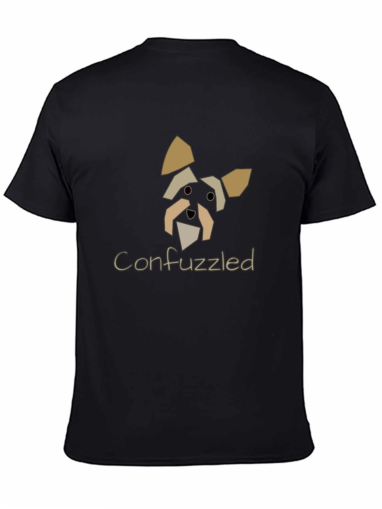 Confuzzled Dog Graphic Black T-Shirt