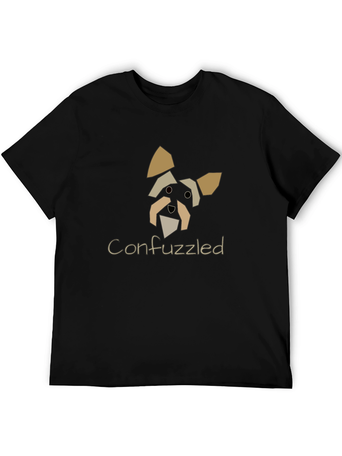 Confuzzled Dog Graphic Black T-Shirt