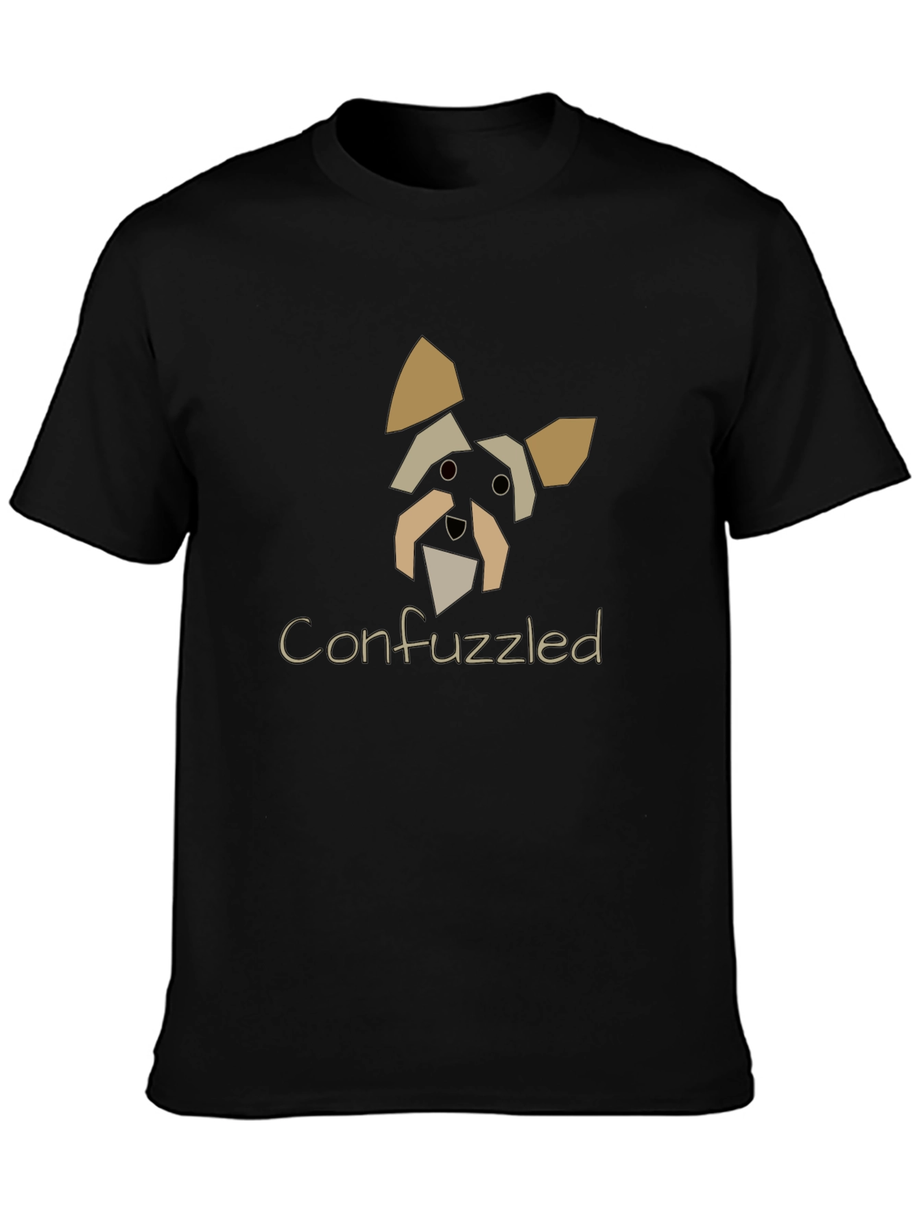 Confuzzled Dog Graphic Black T-Shirt