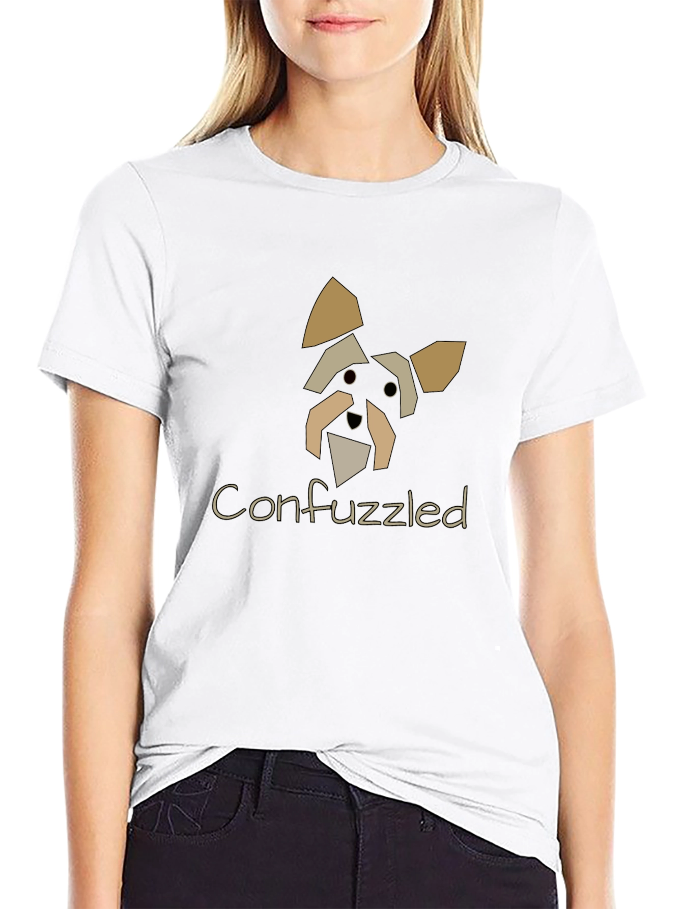 Confuzzled Dog Graphic Black T-Shirt