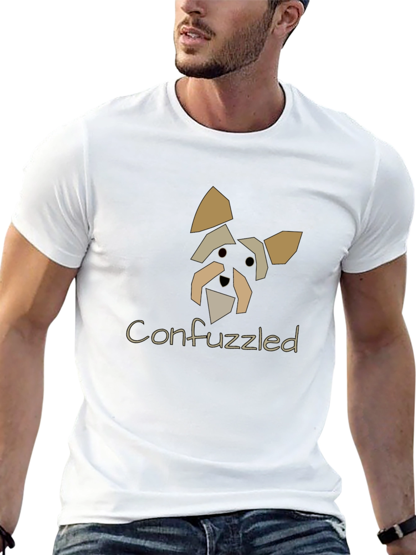 Confuzzled Dog Graphic Black T-Shirt