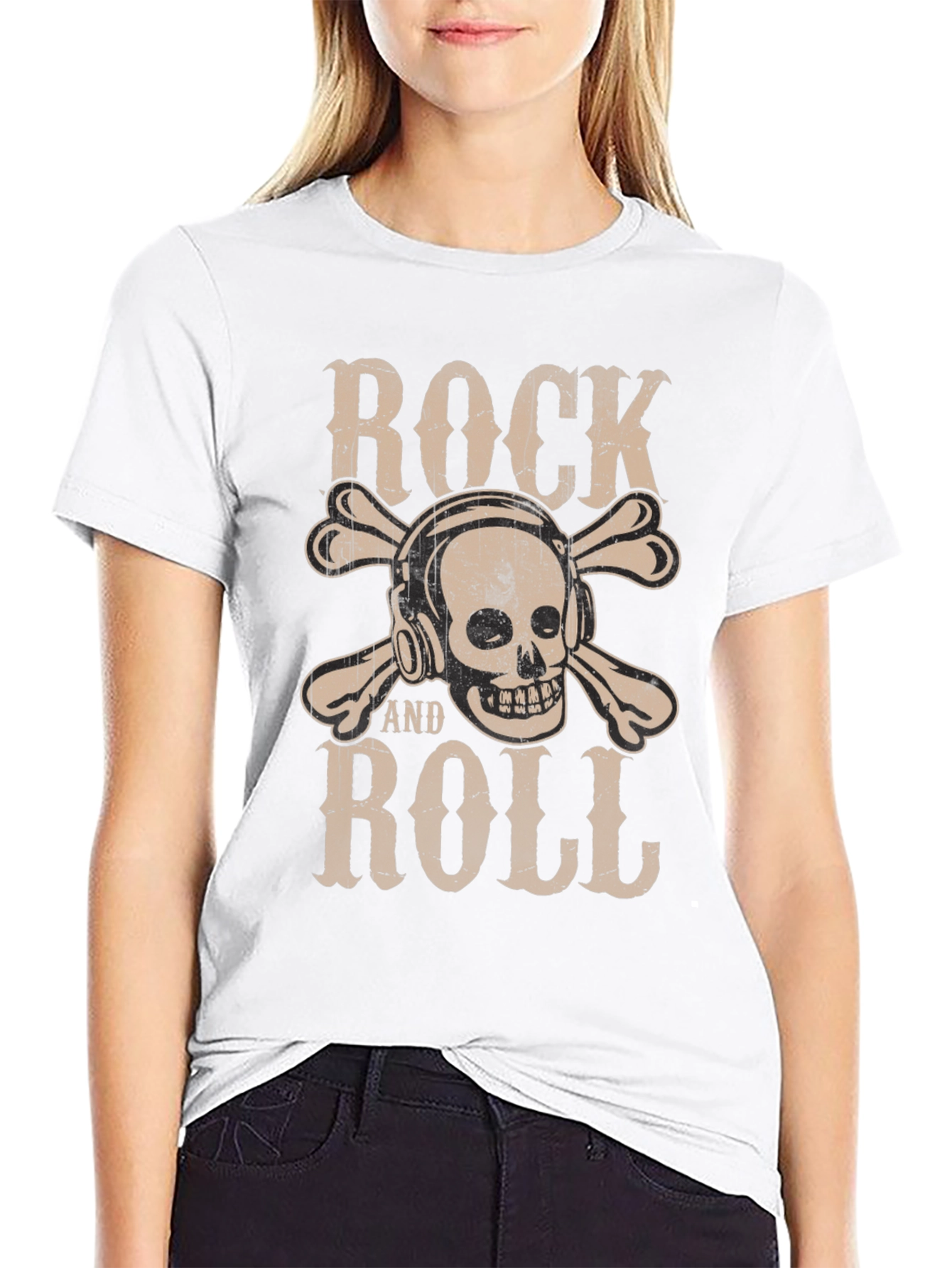 Rock and Roll Skull T-Shirt - Black