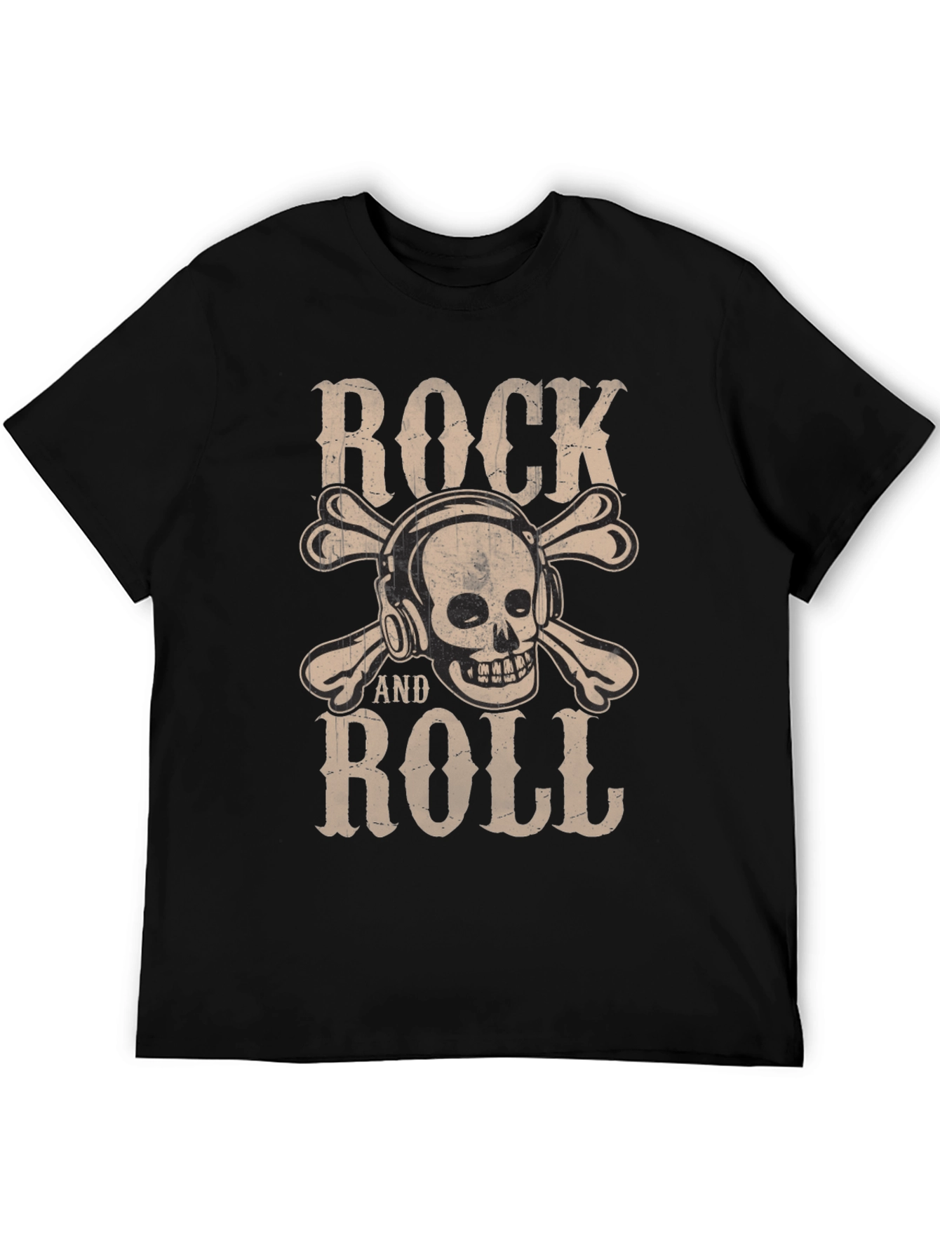 Rock and Roll Skull T-Shirt - Black