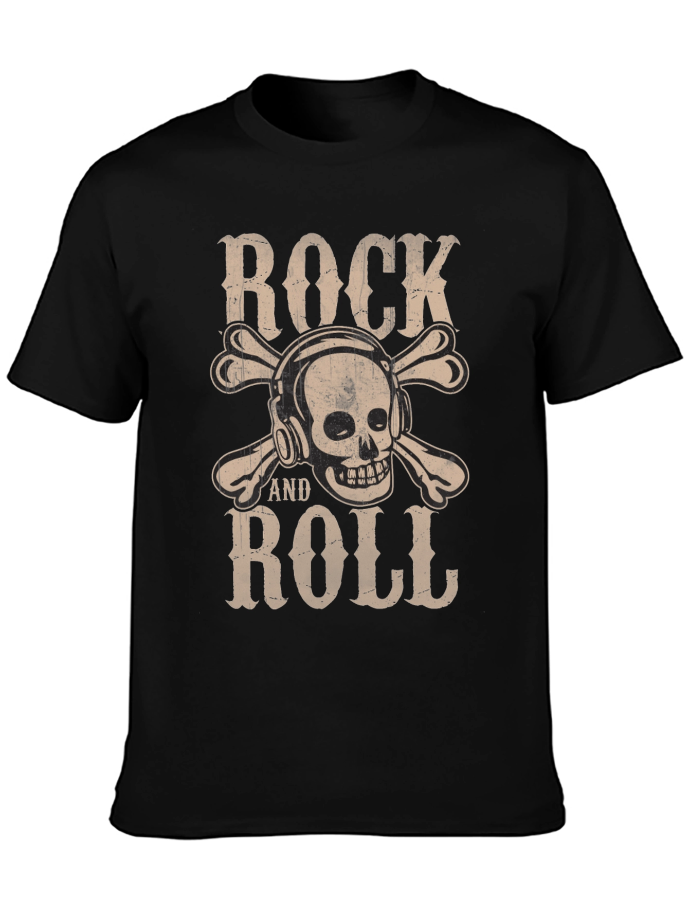 Rock and Roll Skull T-Shirt - Black