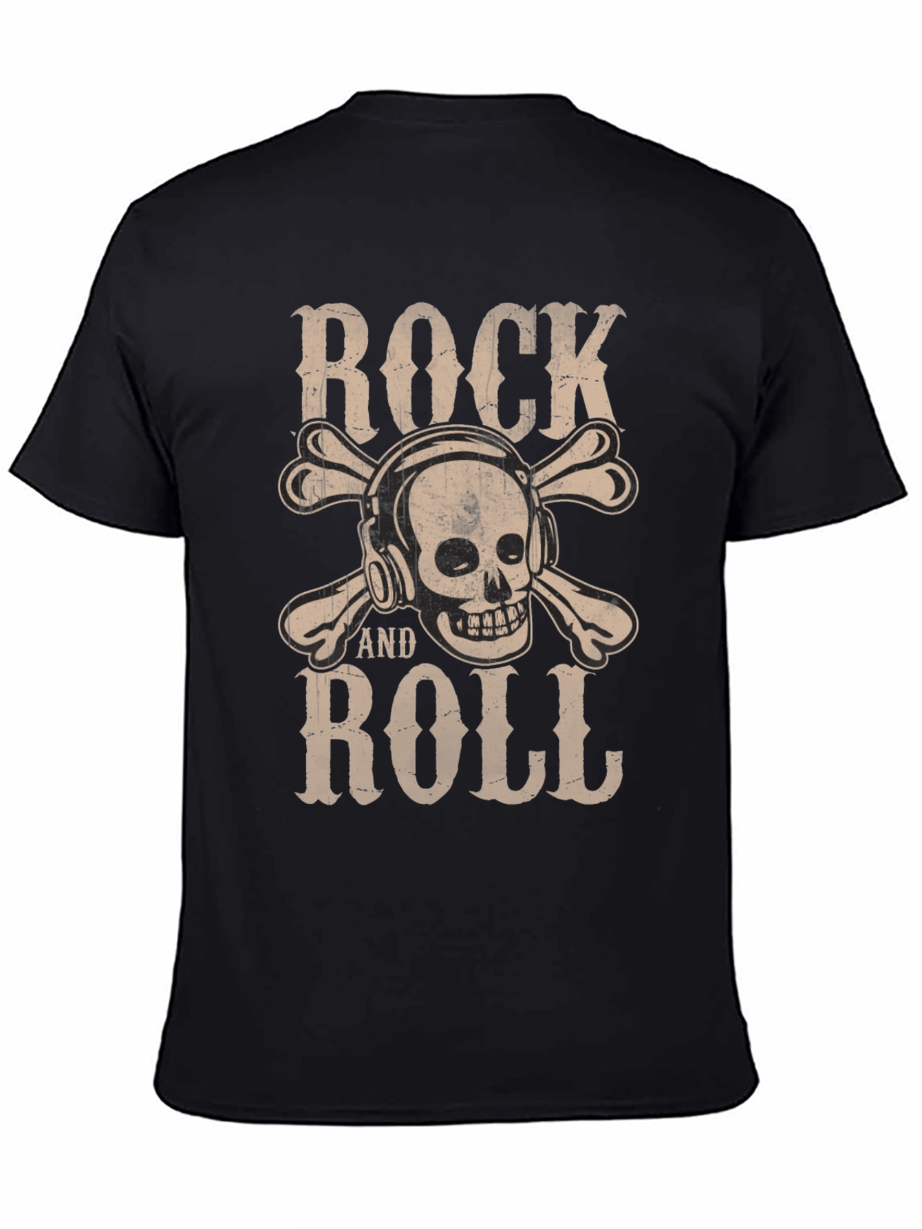 Rock and Roll Skull T-Shirt - Black