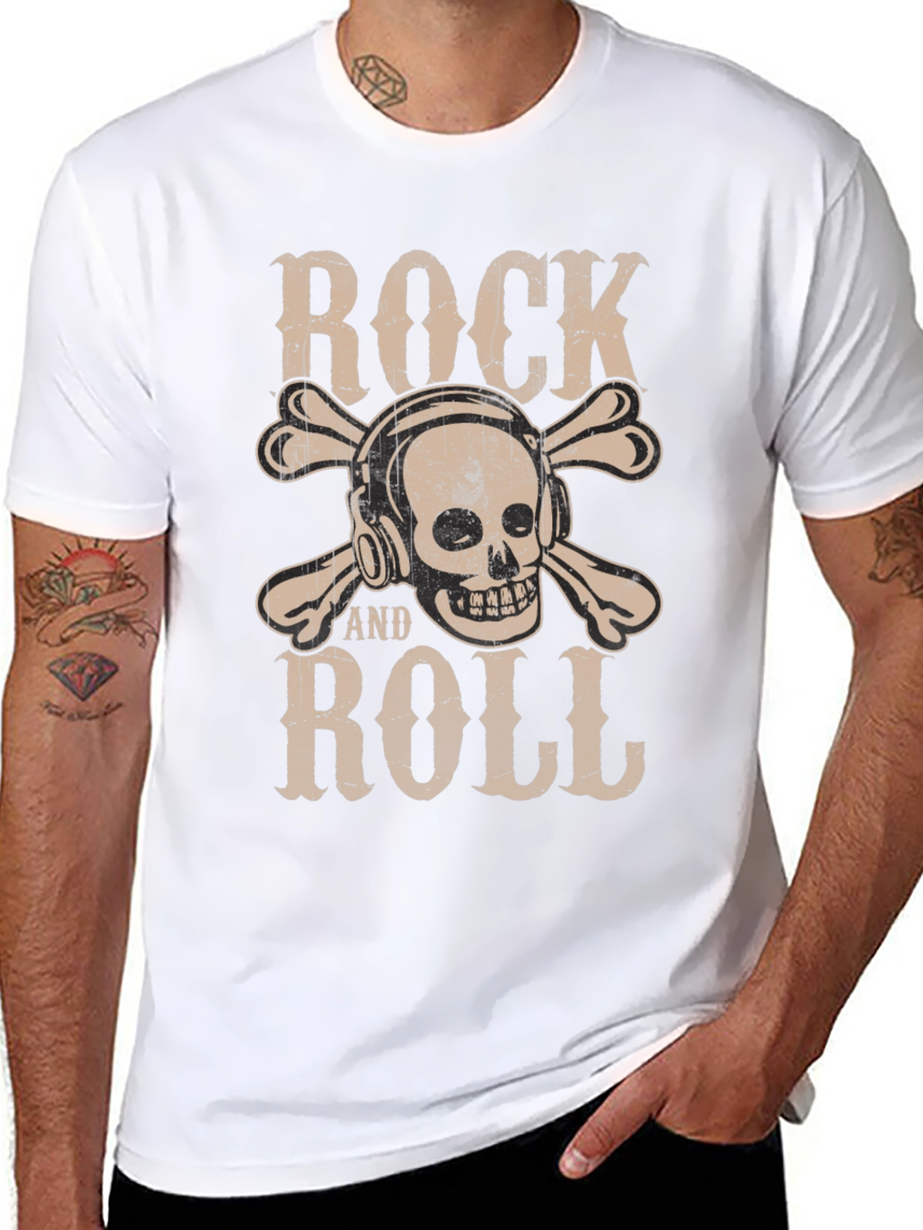 Rock and Roll Skull T-Shirt - Black