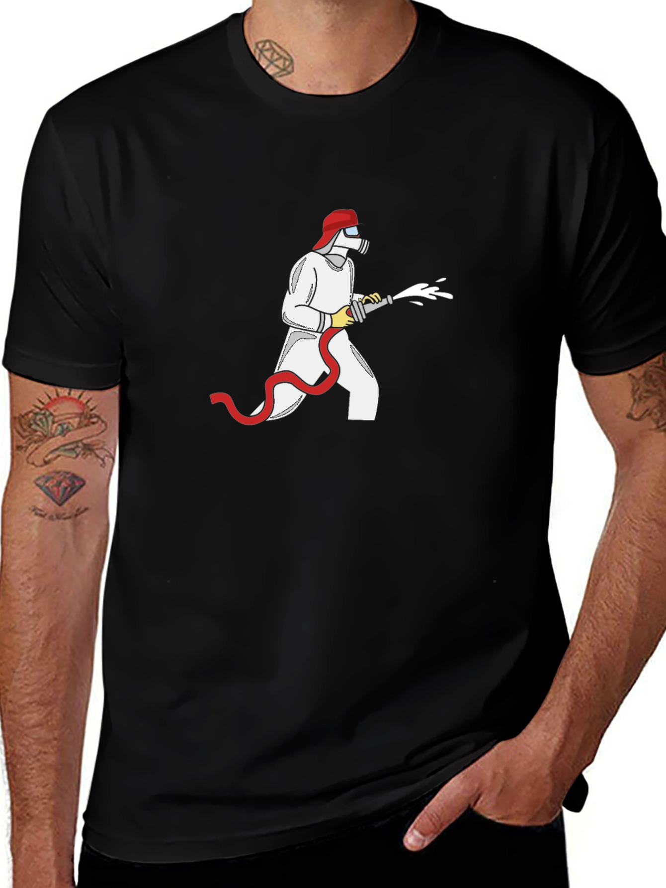 Firefighter Graphic Tee - Black Cotton T-Shirt