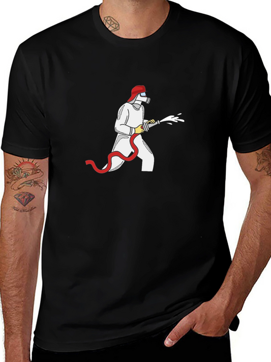 Firefighter Graphic Tee - Black Cotton T-Shirt