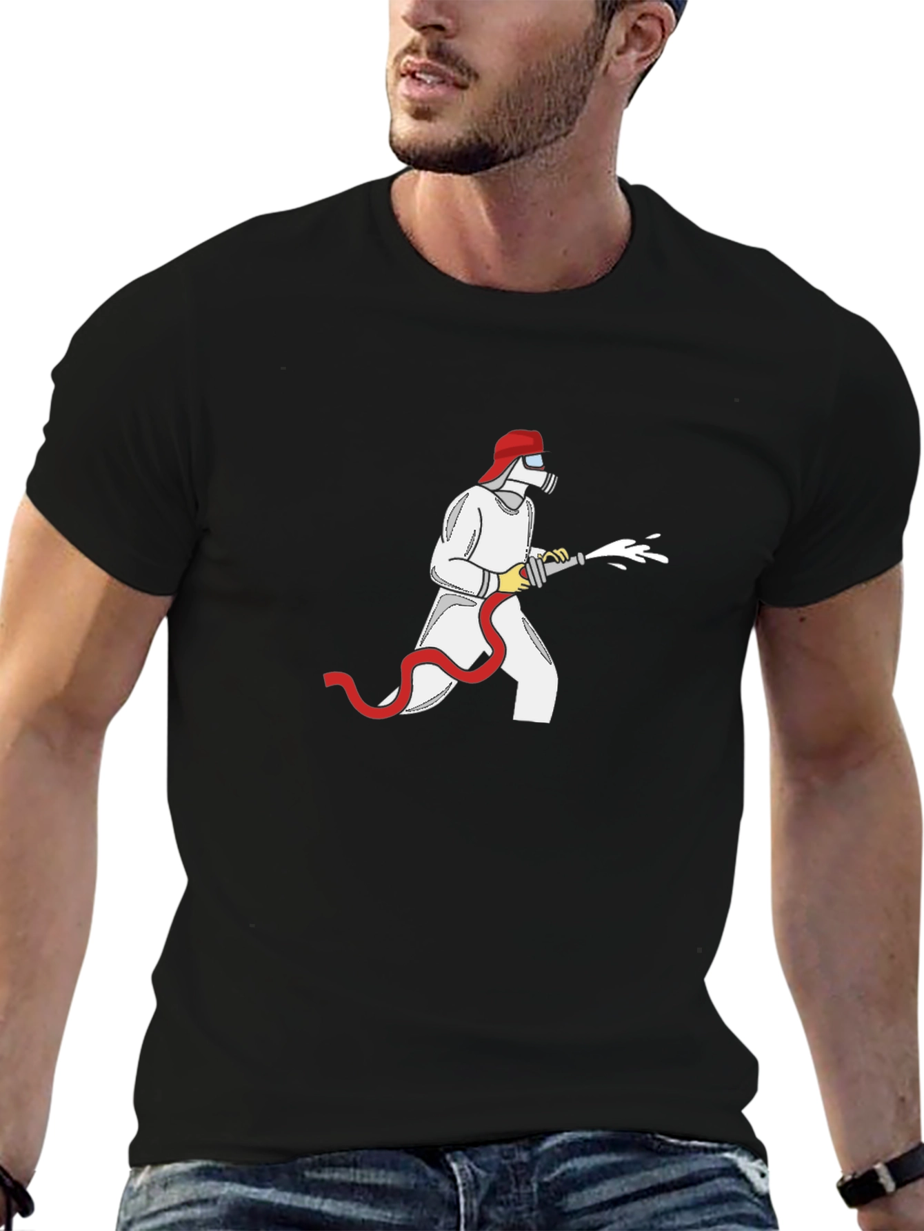 Firefighter Graphic Tee - Black Cotton T-Shirt