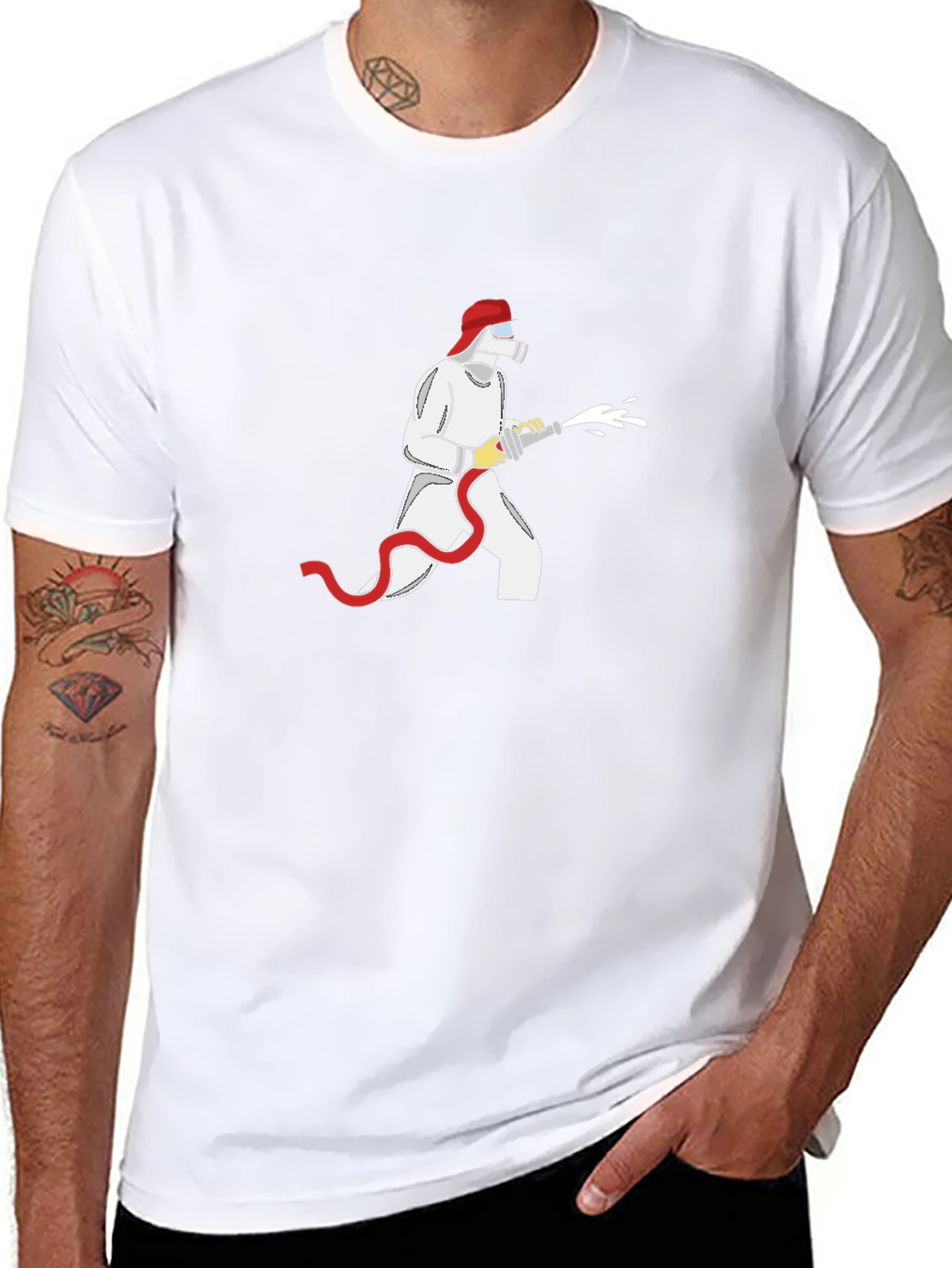 Firefighter Graphic Tee - Black Cotton T-Shirt