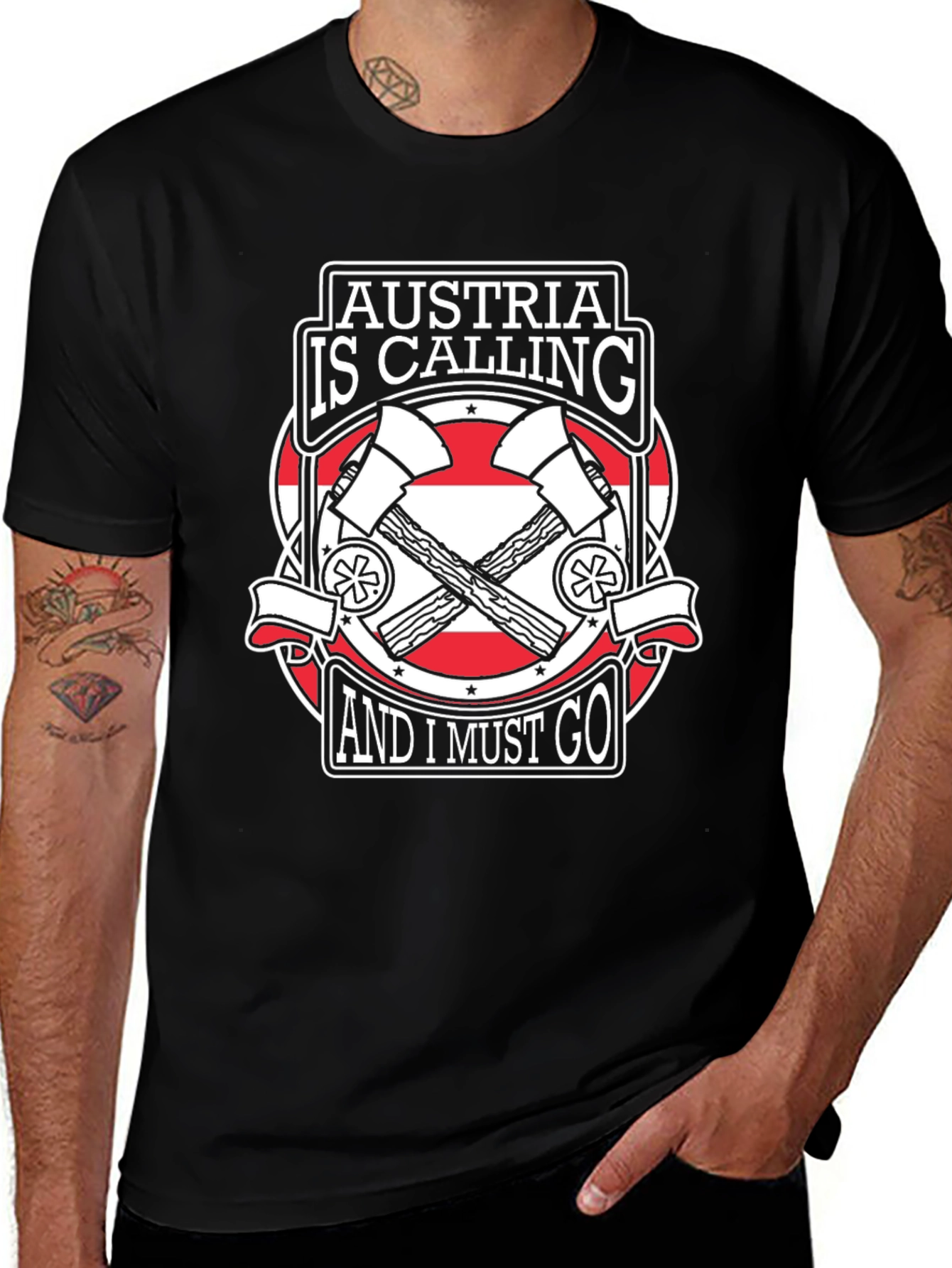 Austria Calling T-Shirt - Black Graphic Tee