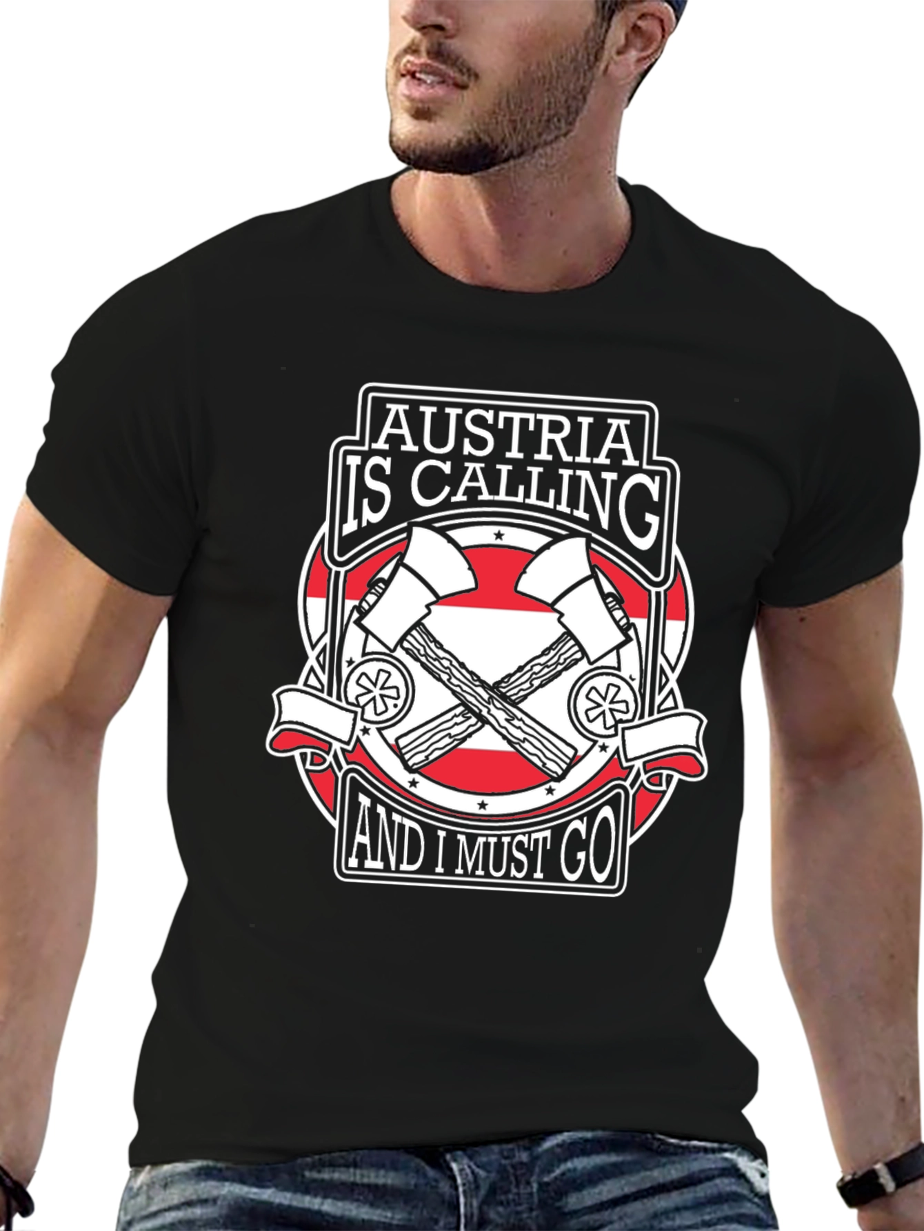 Austria Calling T-Shirt - Black Graphic Tee