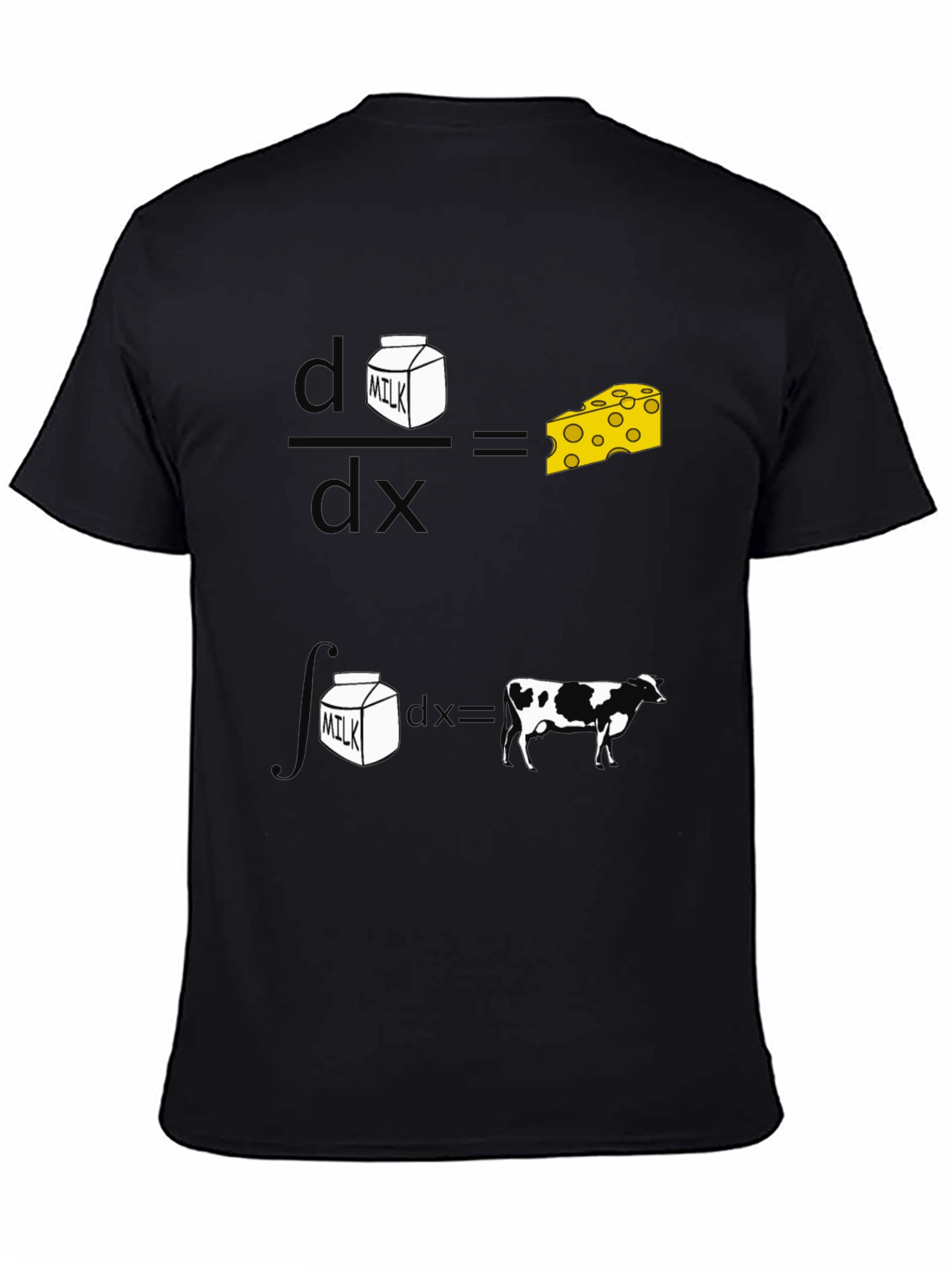 Funny Math Milk and Cheese Cow Black T-Shirt