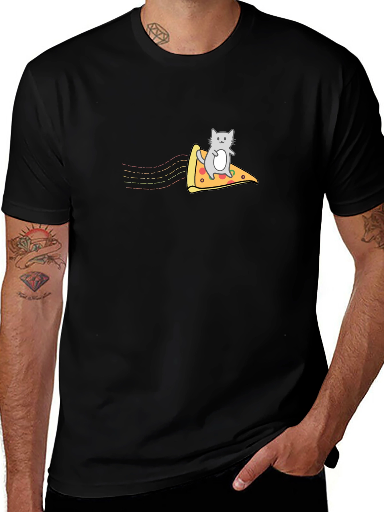 Cat Riding Pizza T-Shirt