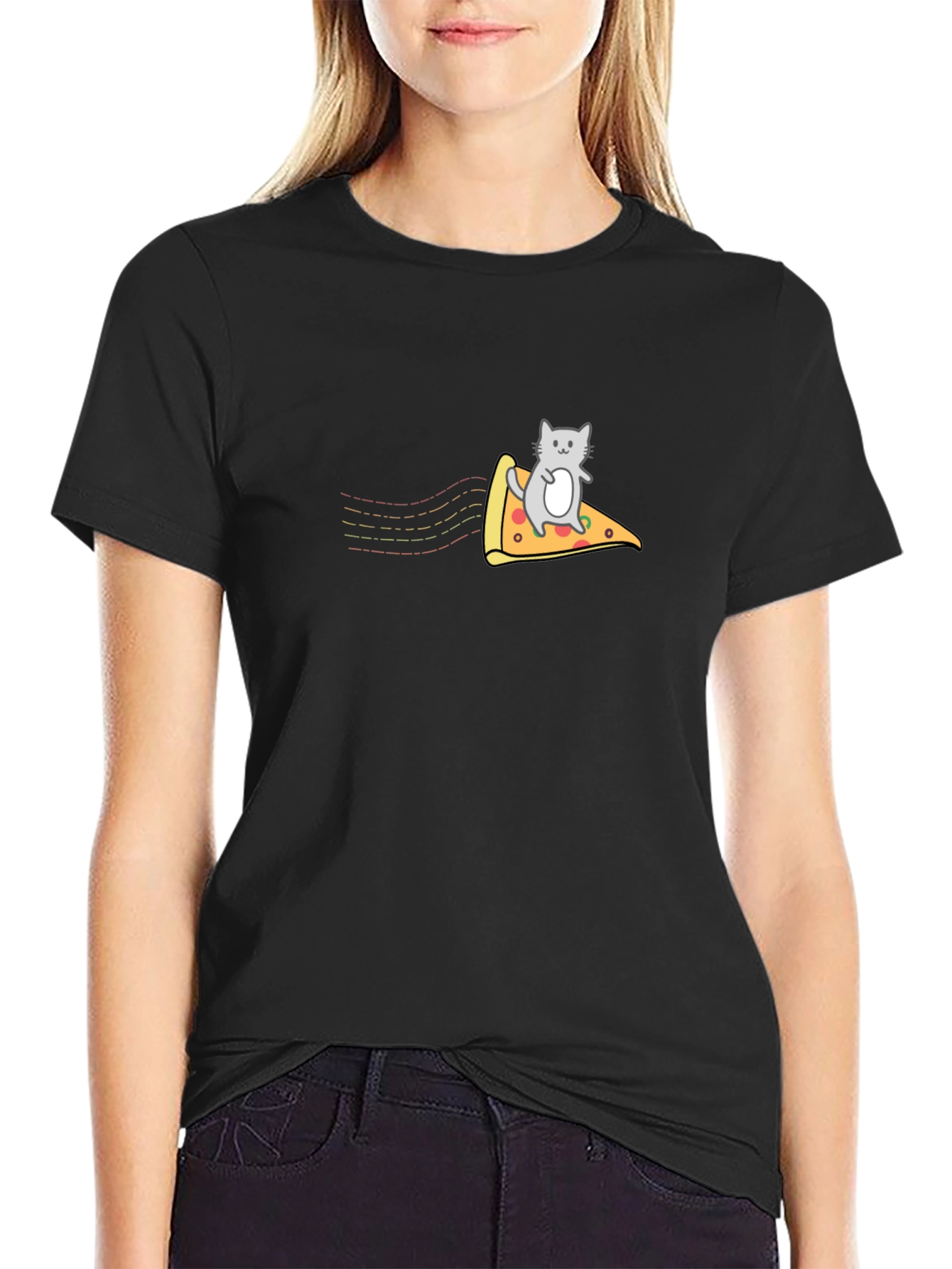 Cat Riding Pizza T-Shirt