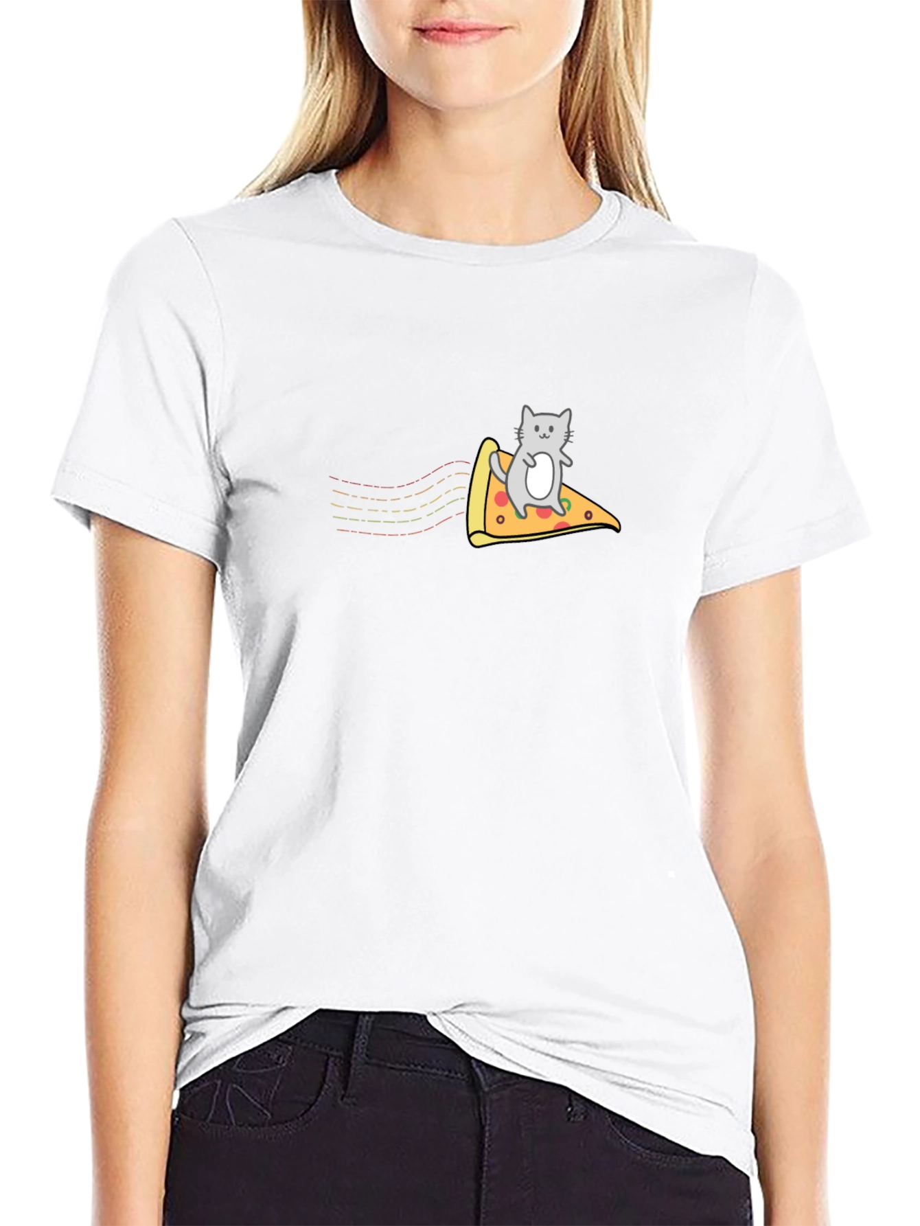 Cat Riding Pizza T-Shirt