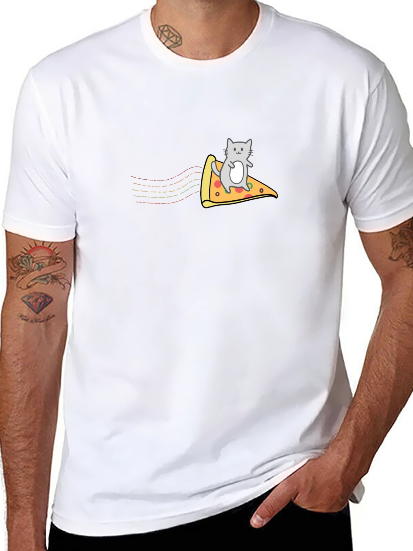 Cat Riding Pizza T-Shirt