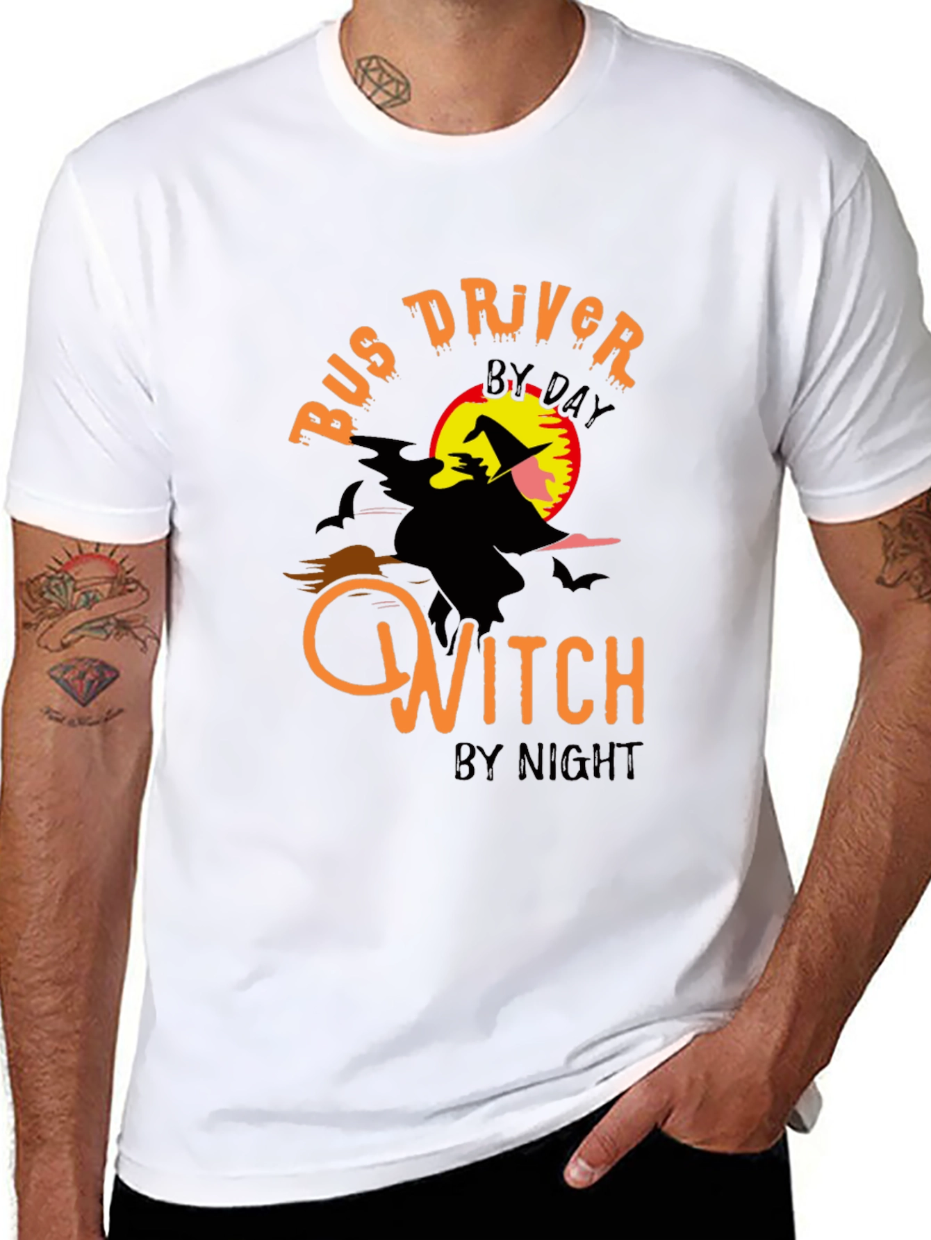 Bus Driver by Day Witch by Night Halloween T-Shirt