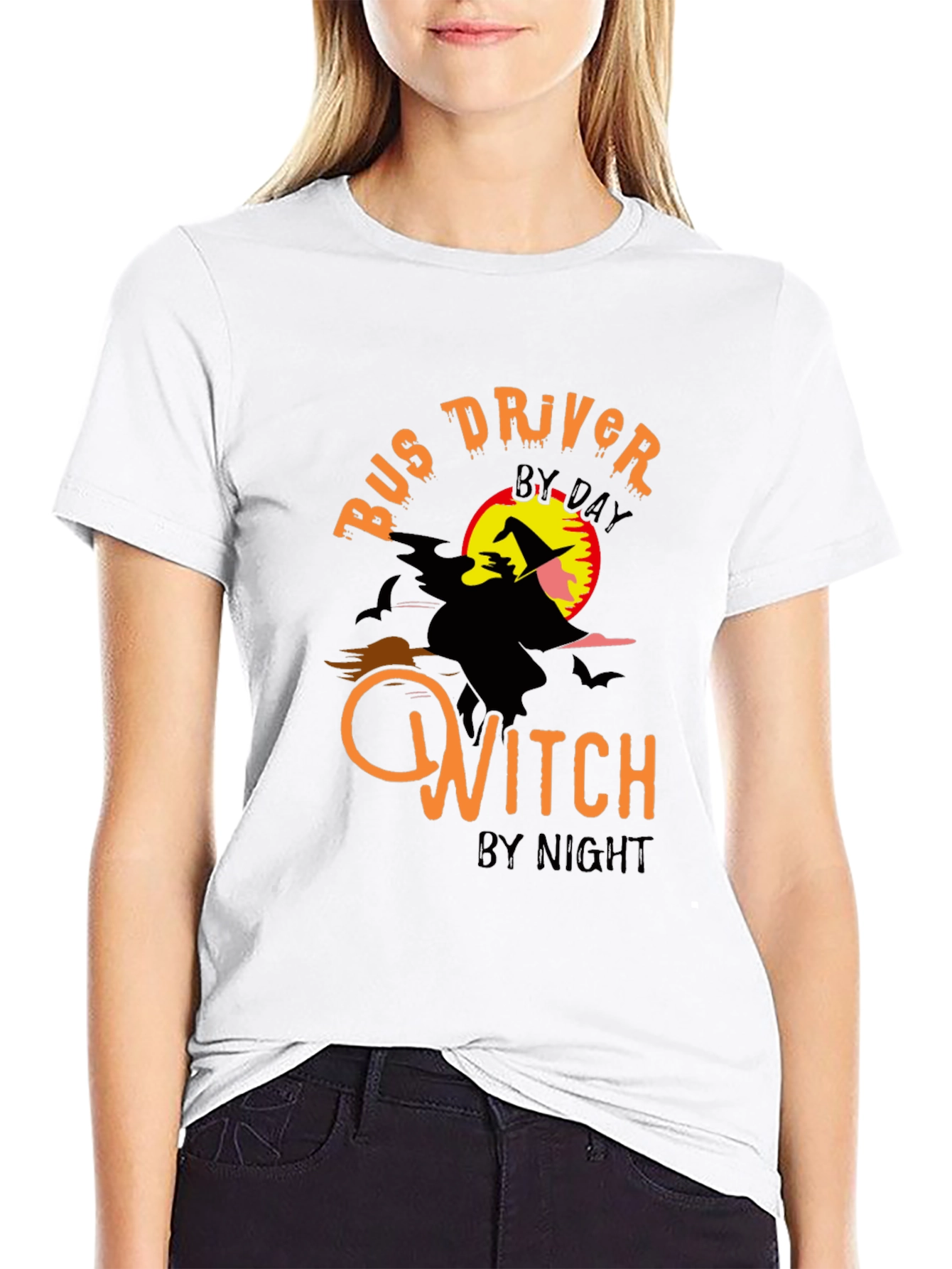 Bus Driver by Day Witch by Night Halloween T-Shirt