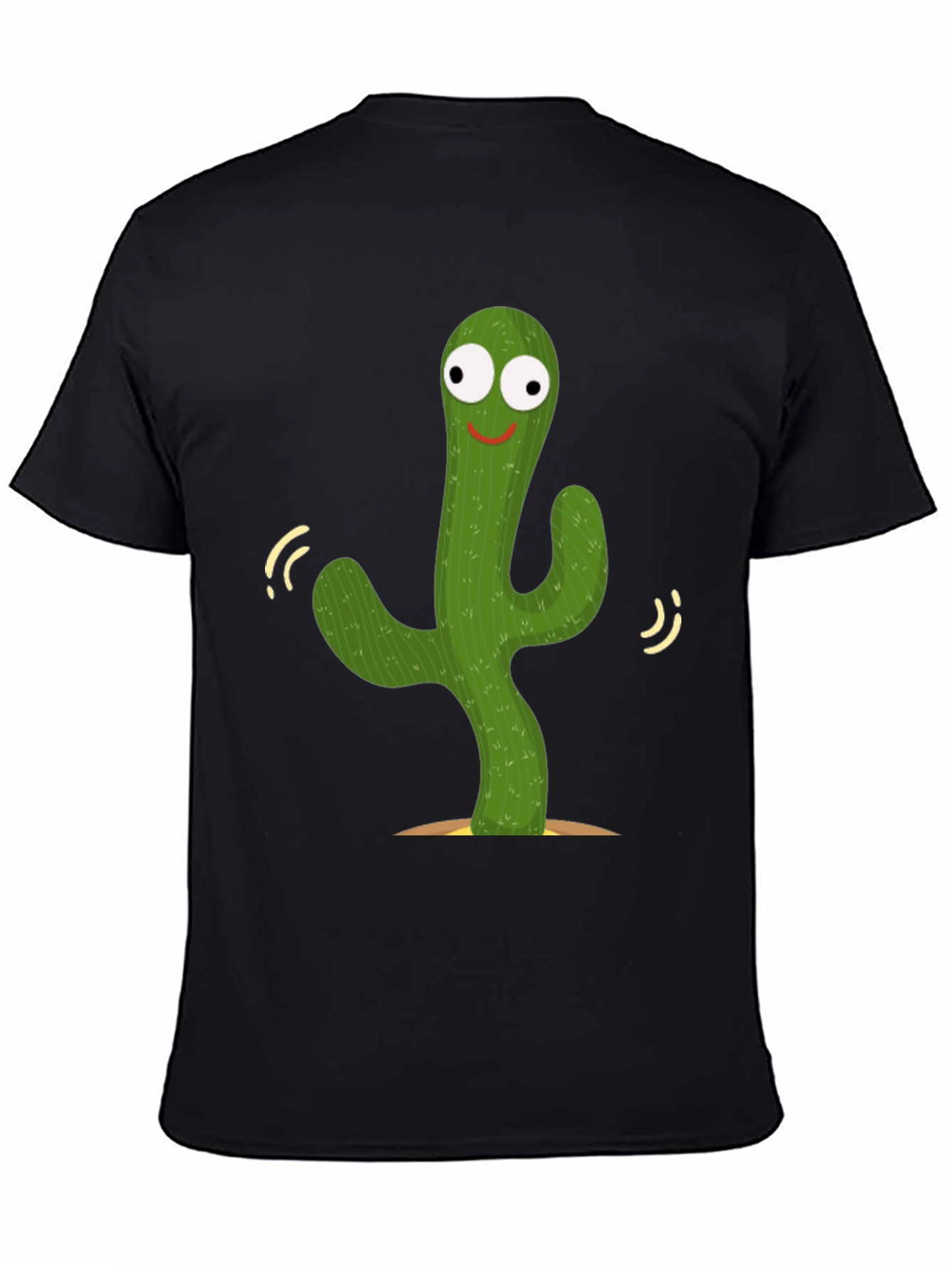 Dancing Cactus Graphic Tee - Black Cotton T-Shirt