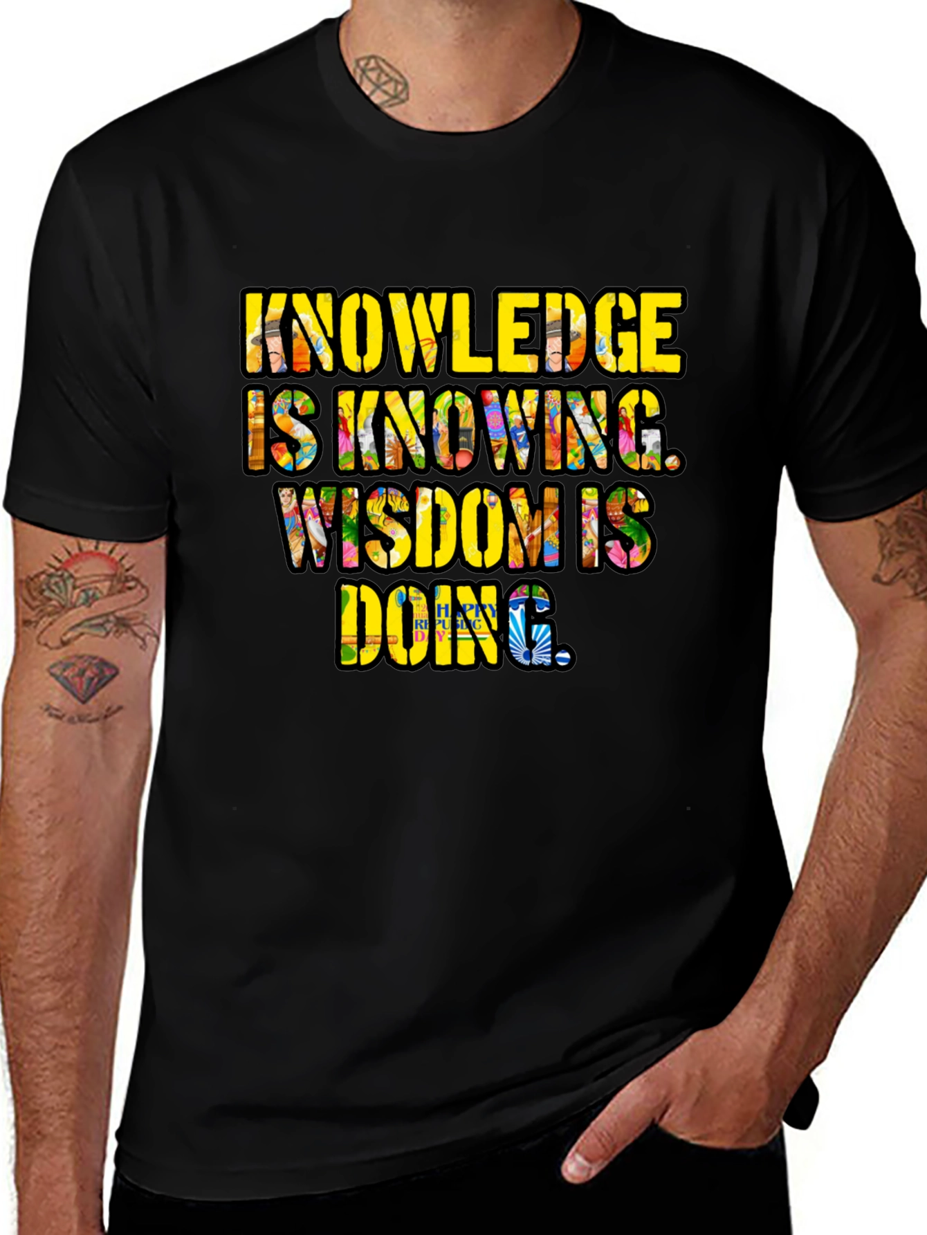 Knowledge Wisdom Graphic Tee - Black
