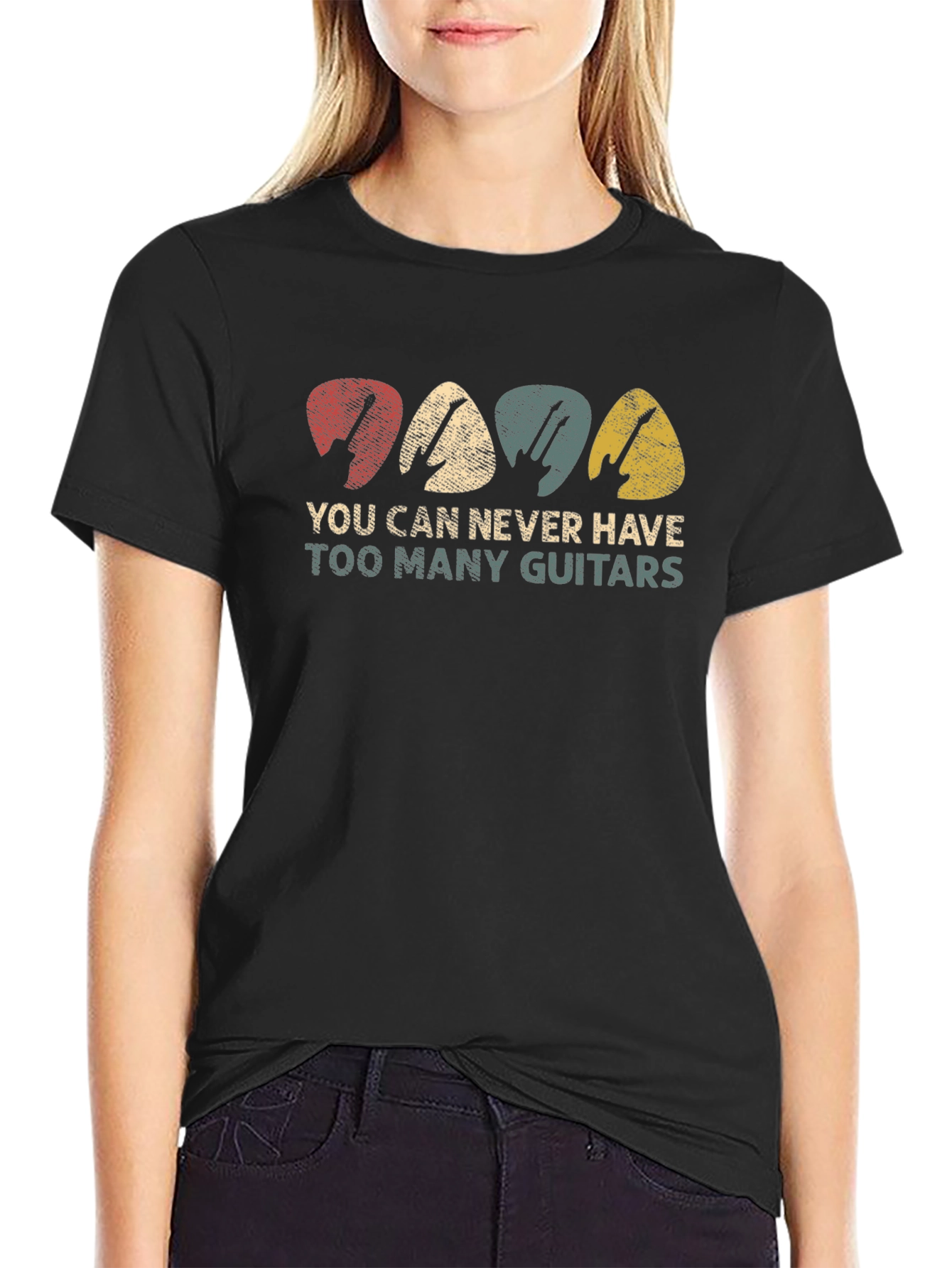 Guitar Pick T-Shirt - Never Too Many Guitars!