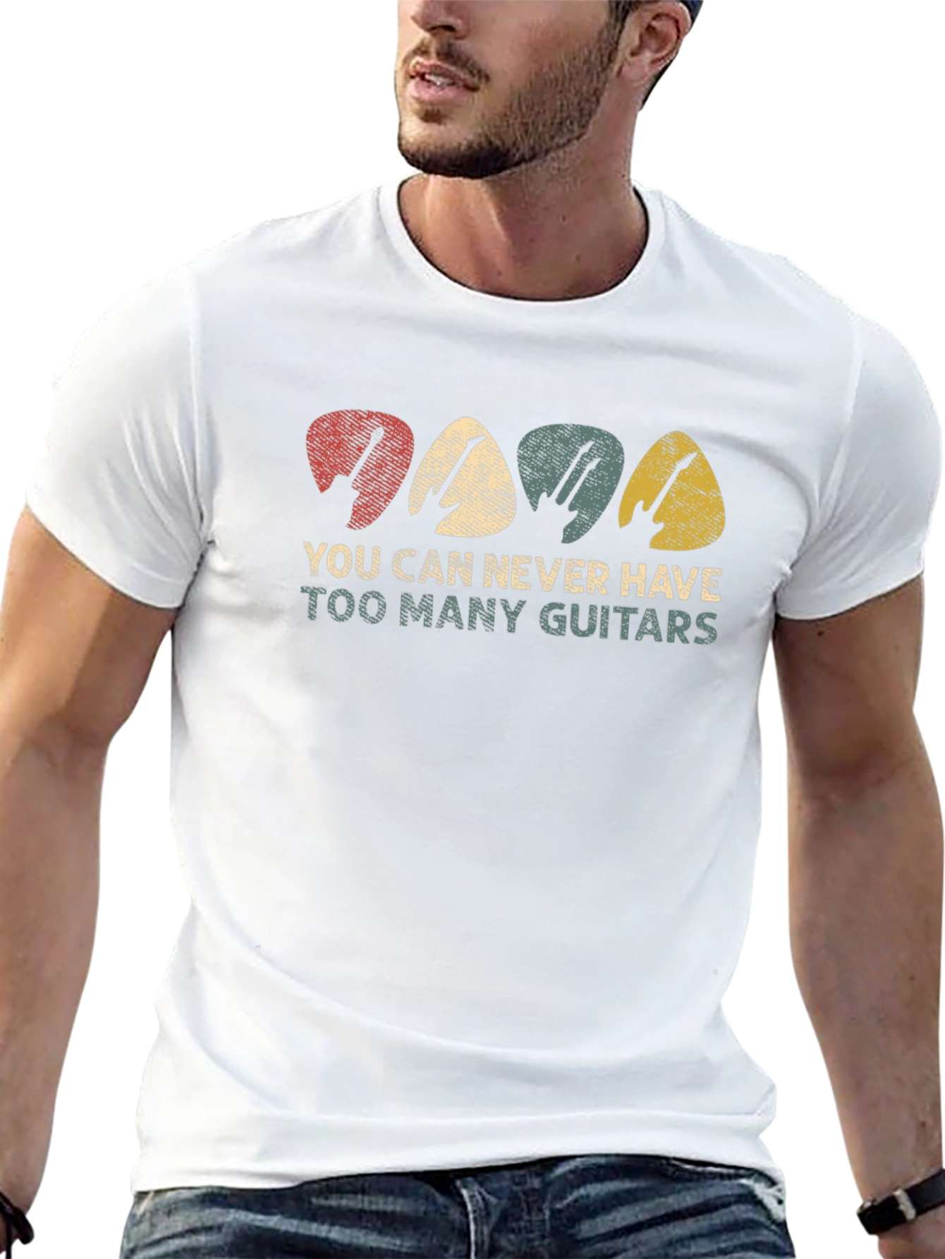 Guitar Pick T-Shirt - Never Too Many Guitars!
