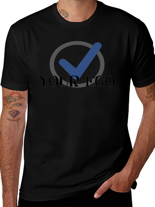 Your Ego Checked Black Tee - Premium Comfort