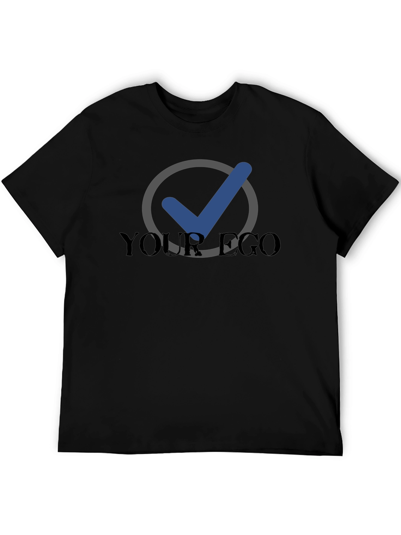 Your Ego Checked Black Tee - Premium Comfort