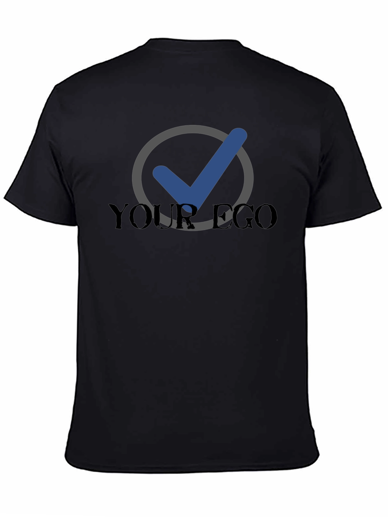 Your Ego Checked Black Tee - Premium Comfort