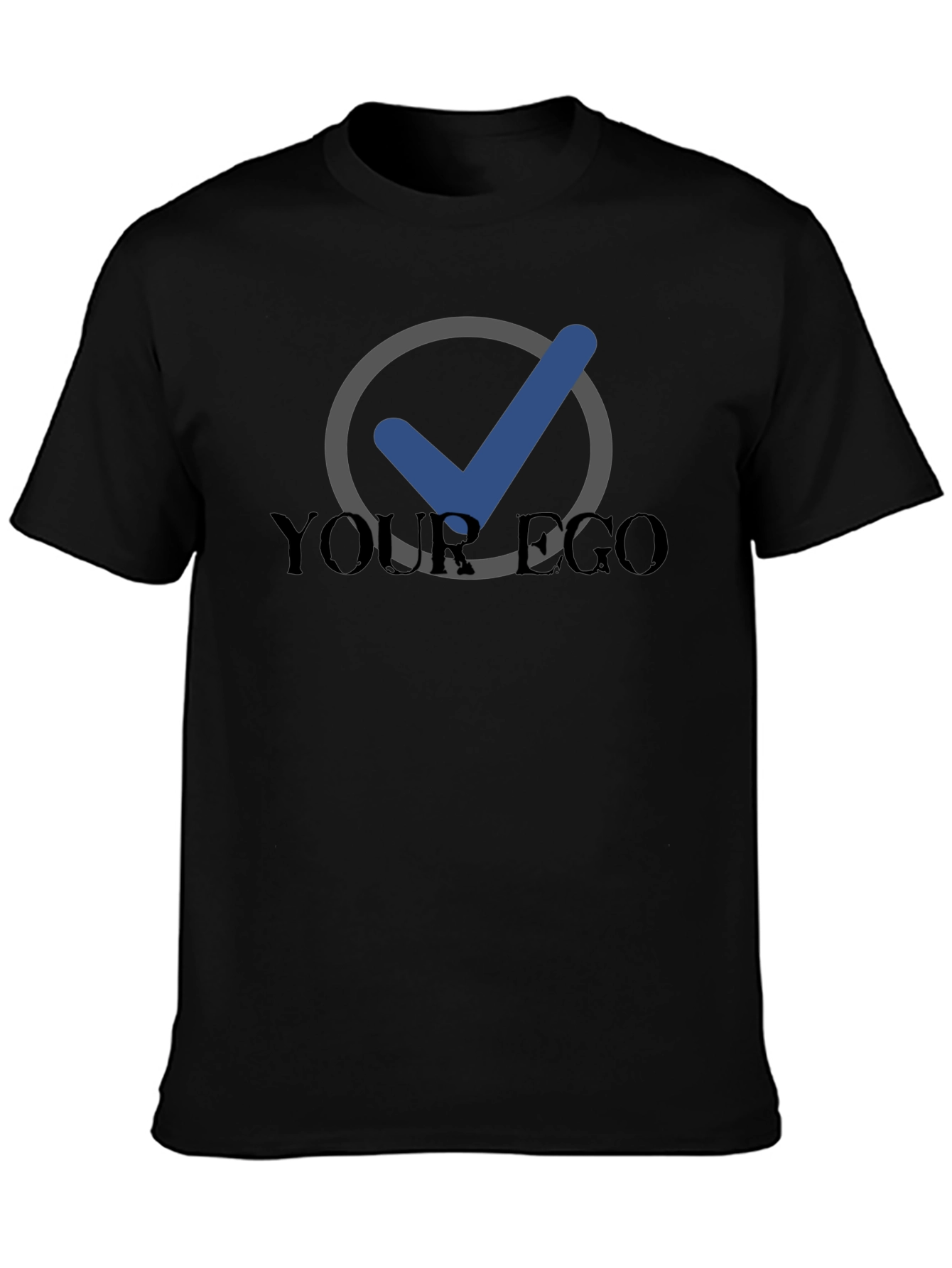 Your Ego Checked Black Tee - Premium Comfort