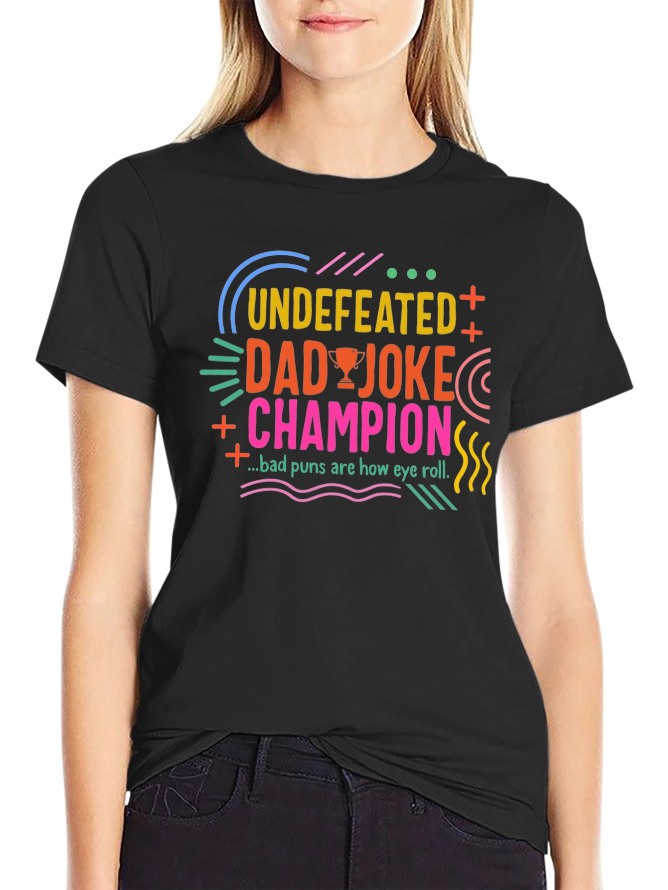 Undefeated Dad Joke Champion Black T-Shirt