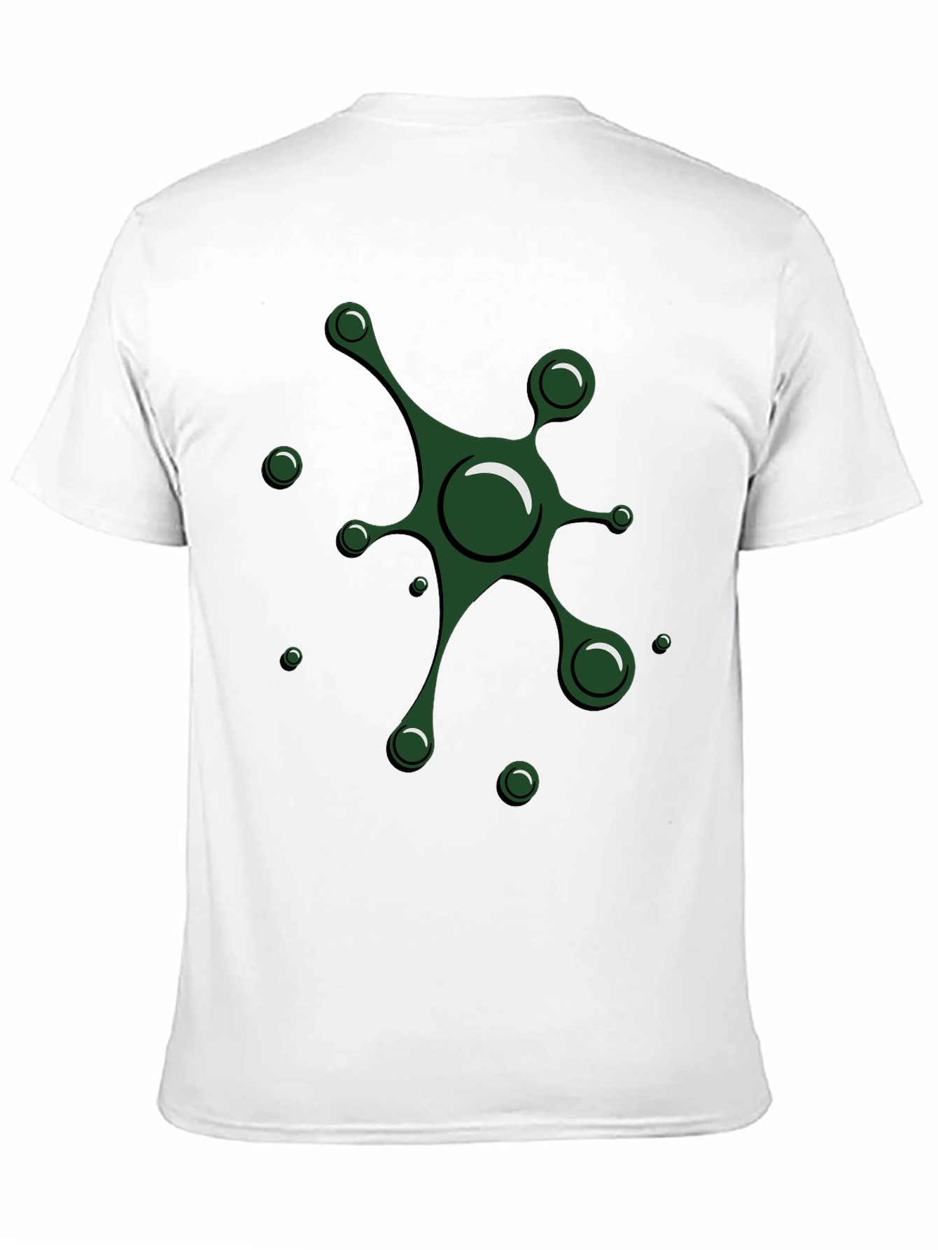 Abstract Green Splatter Design Black T-Shirt