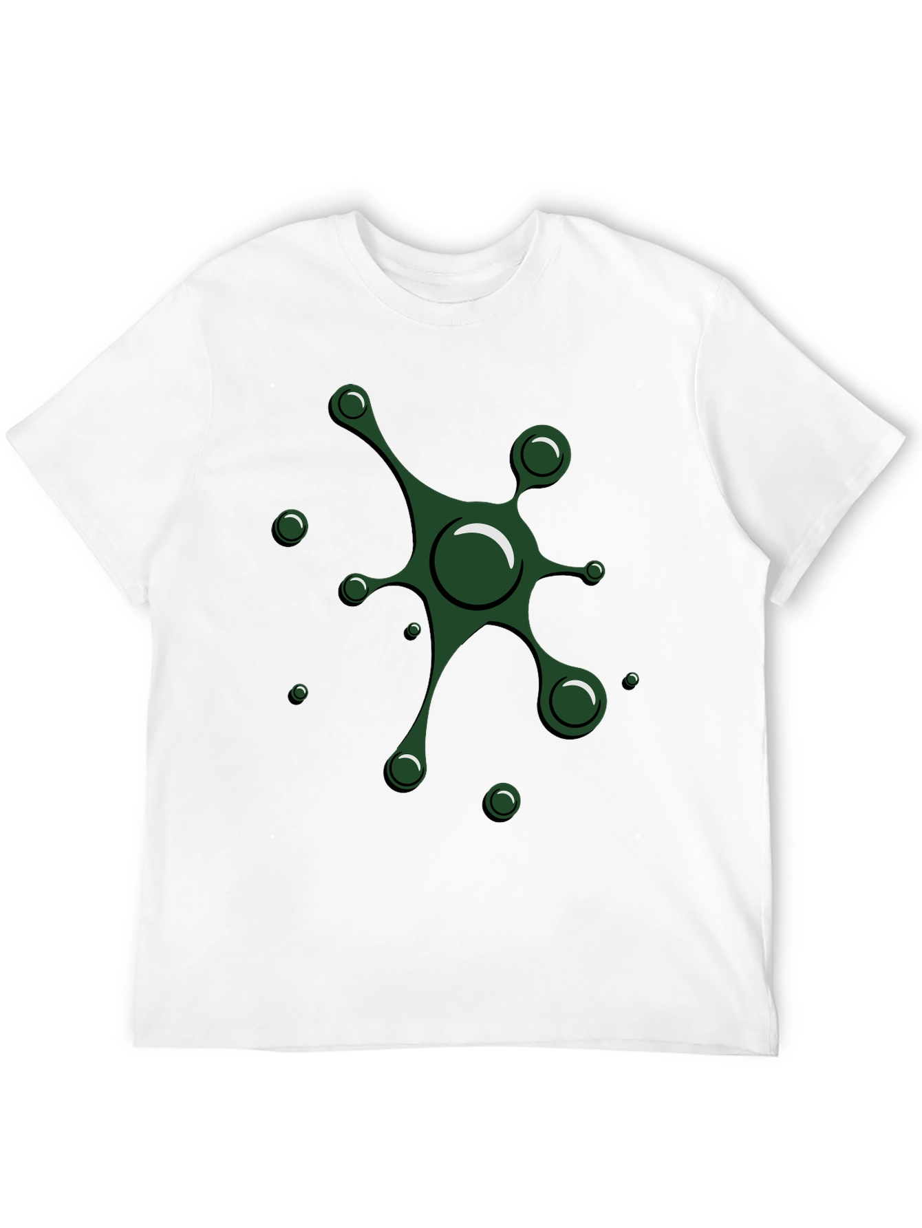 Abstract Green Splatter Design Black T-Shirt