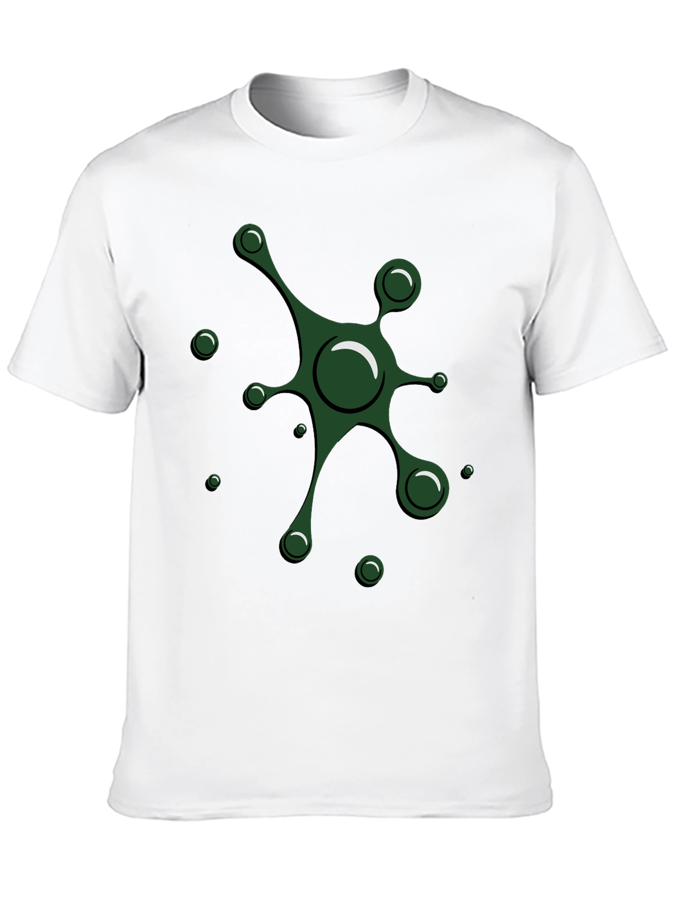 Abstract Green Splatter Design Black T-Shirt