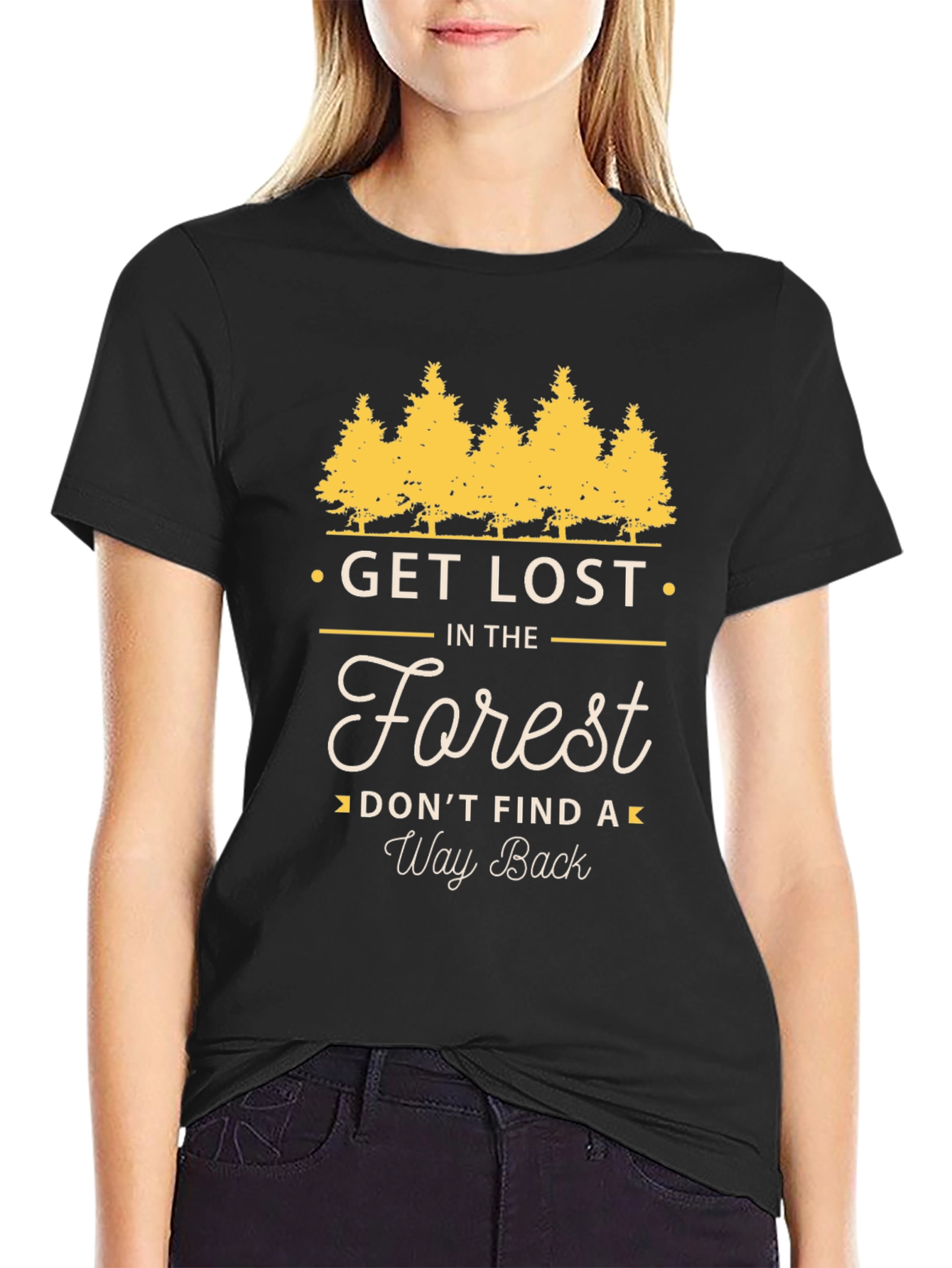 Get Lost in The Forest Mens Black T-Shirt
