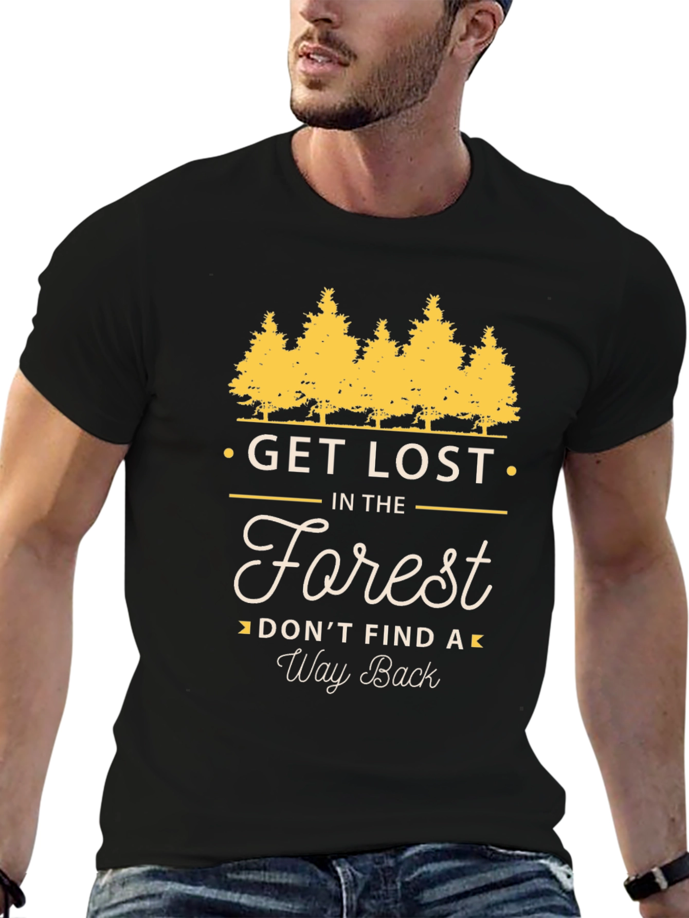 Get Lost in The Forest Mens Black T-Shirt
