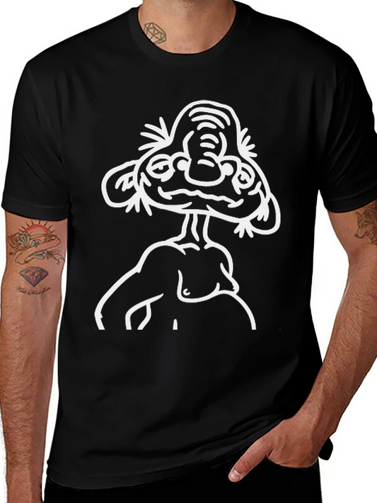 Abstract Cartoon Character Black T-Shirt