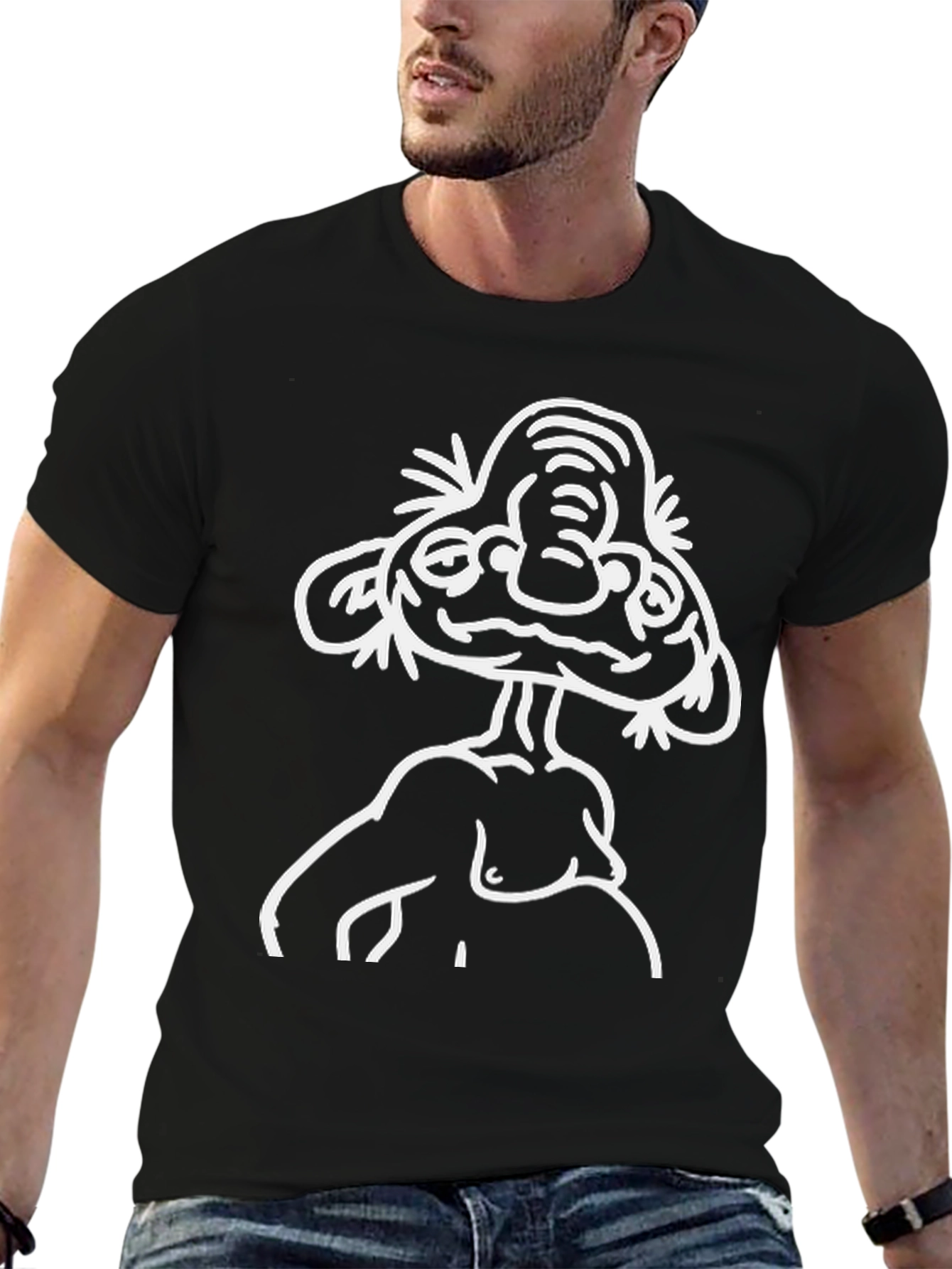 Abstract Cartoon Character Black T-Shirt
