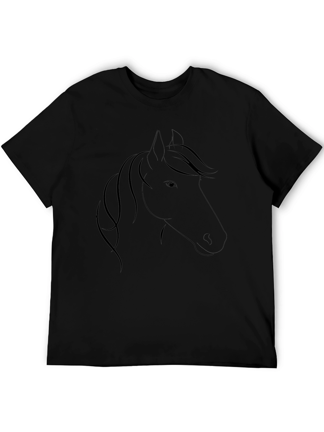 Black T-Shirt with Horse Head Design