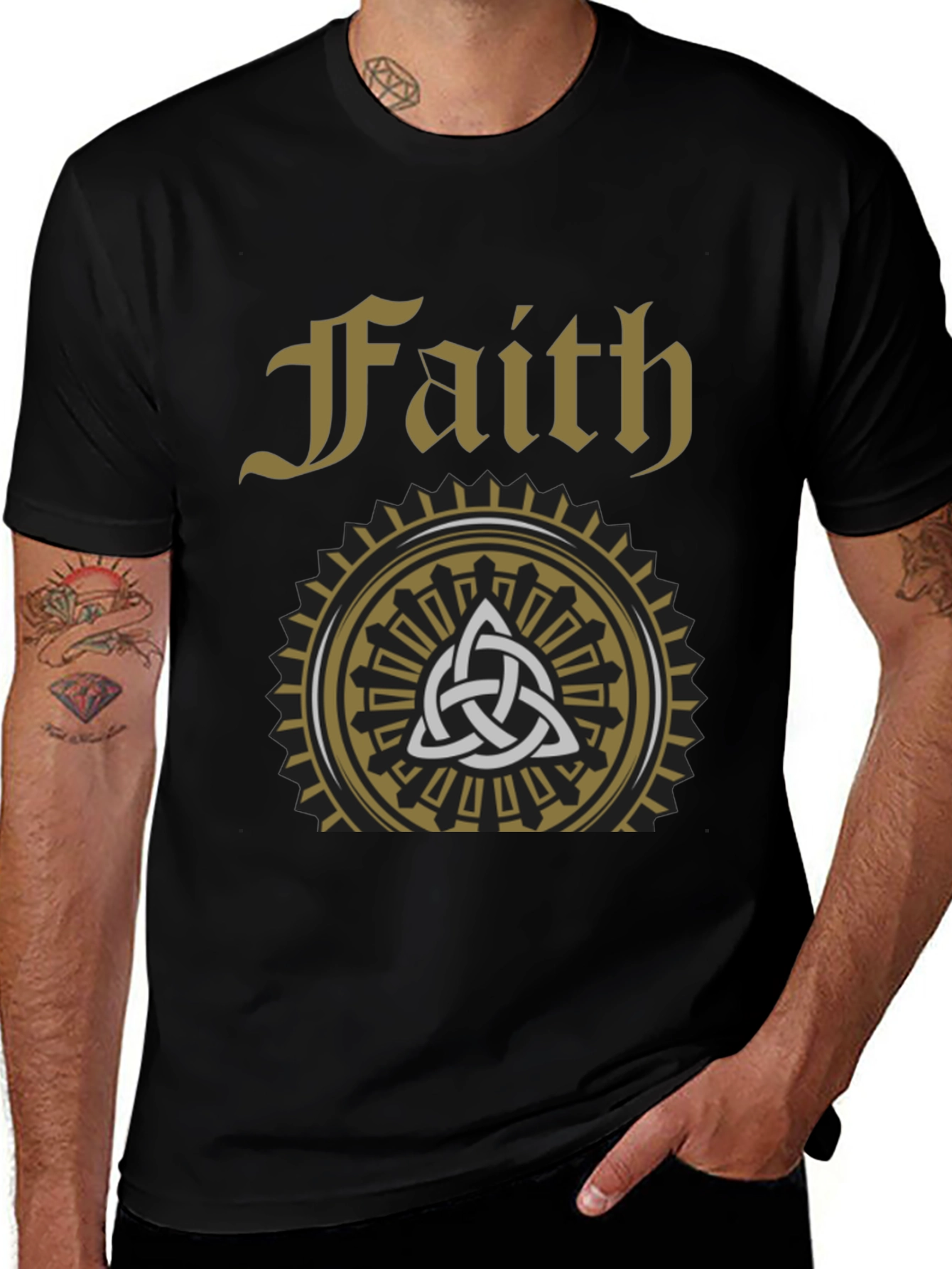 Faith Celtic Knot Graphic Tee - Stylish Black T-Shirt