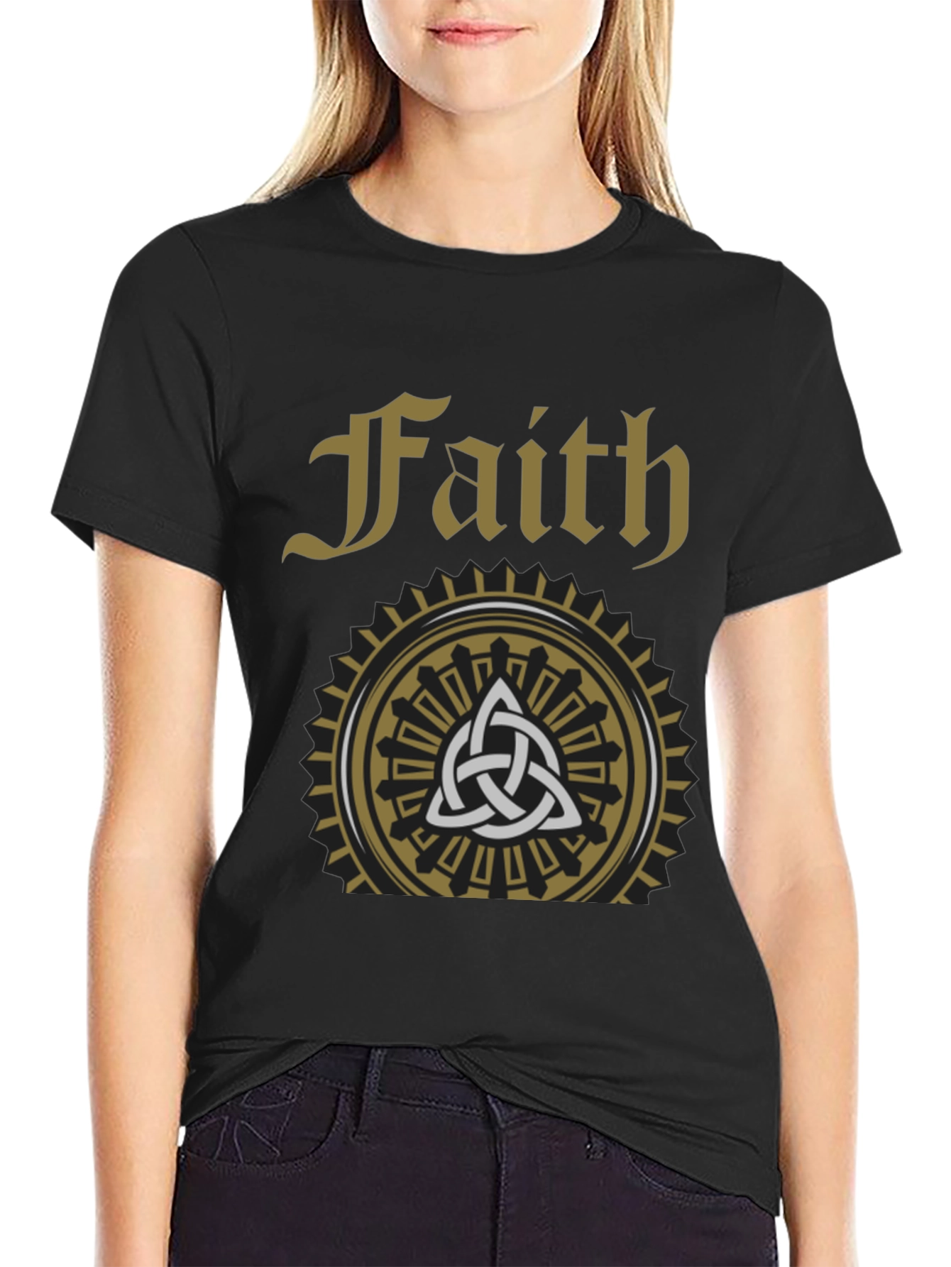 Faith Celtic Knot Graphic Tee - Stylish Black T-Shirt